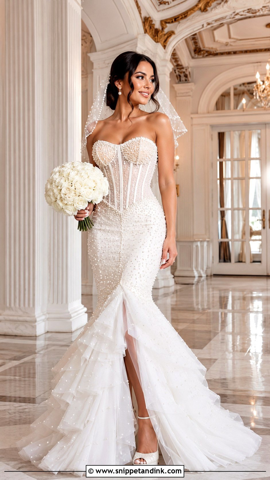 Corset Mermaid Wedding Dress With Pearl Ruffles - Snippet and Ink - 20 Mermaid Wedding Dress with Ruffles Ideas