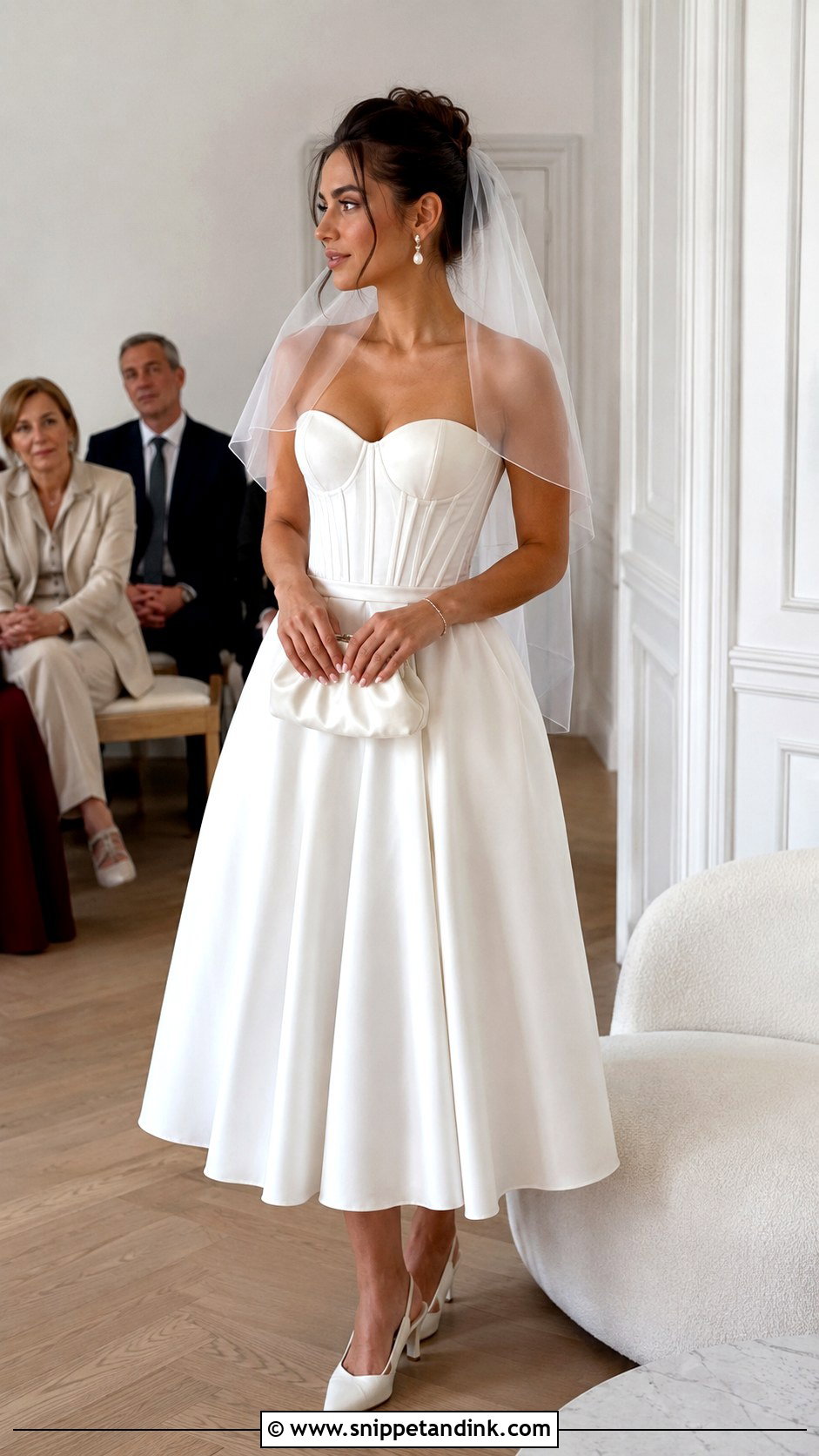 Corset Midi Courthouse Elopement Dress - Snippet and Ink - 20 Courthouse Elopement Dress Ideas