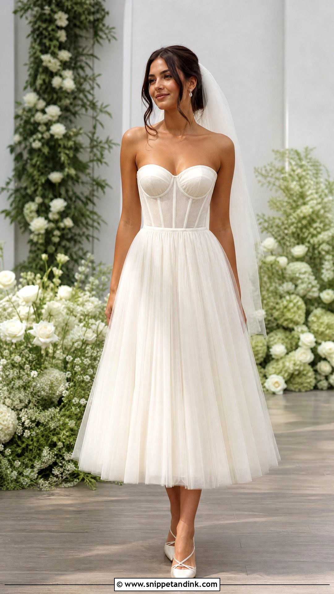 Corset Midi Wedding Dress - Snippet and Ink - 25 Mid Length Wedding Dress Ideas