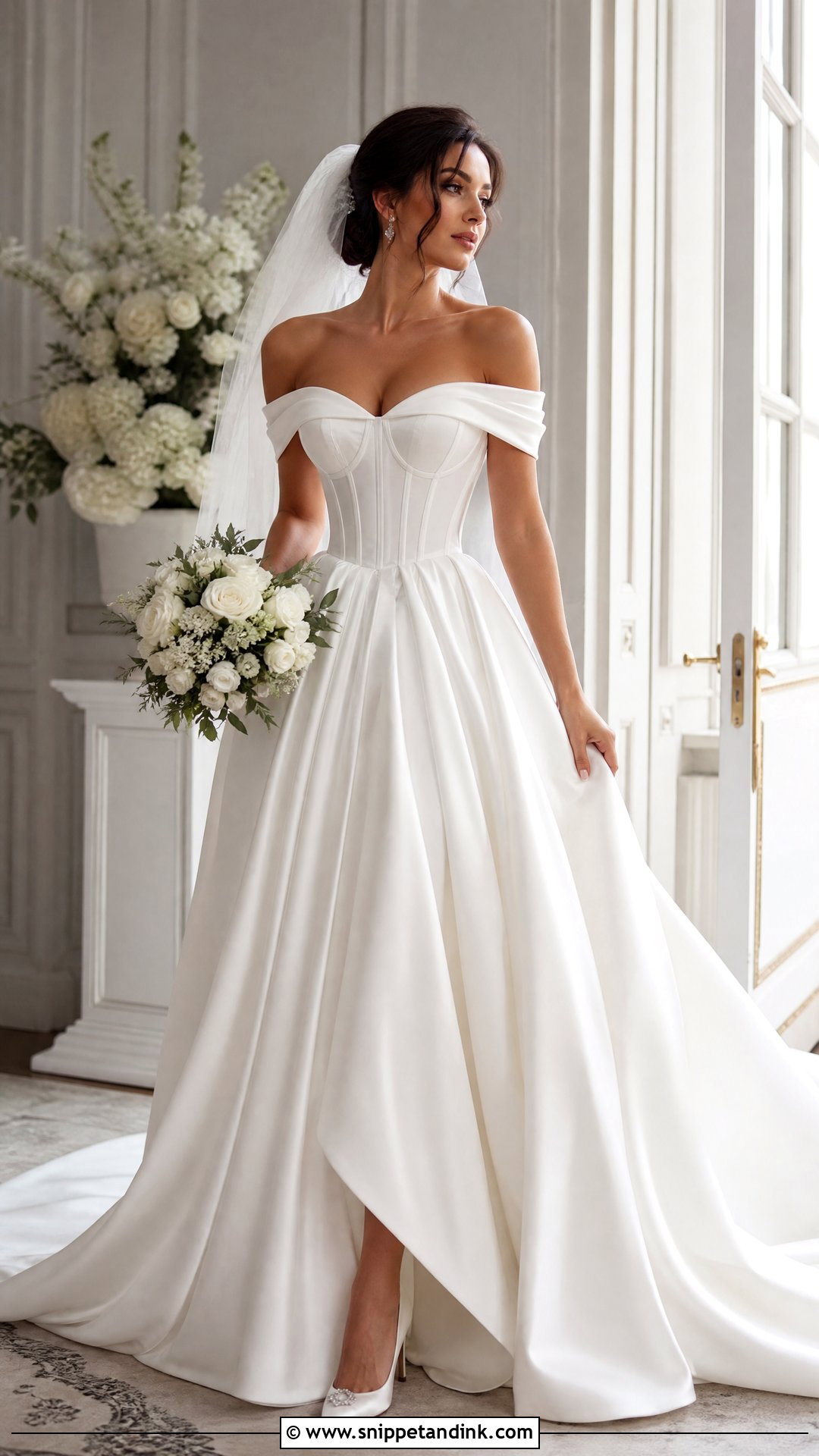 Corset Off Shoulder Bridal Gown - Snippet and Ink - 20 Off Shoulder Bridal Gown Ideas