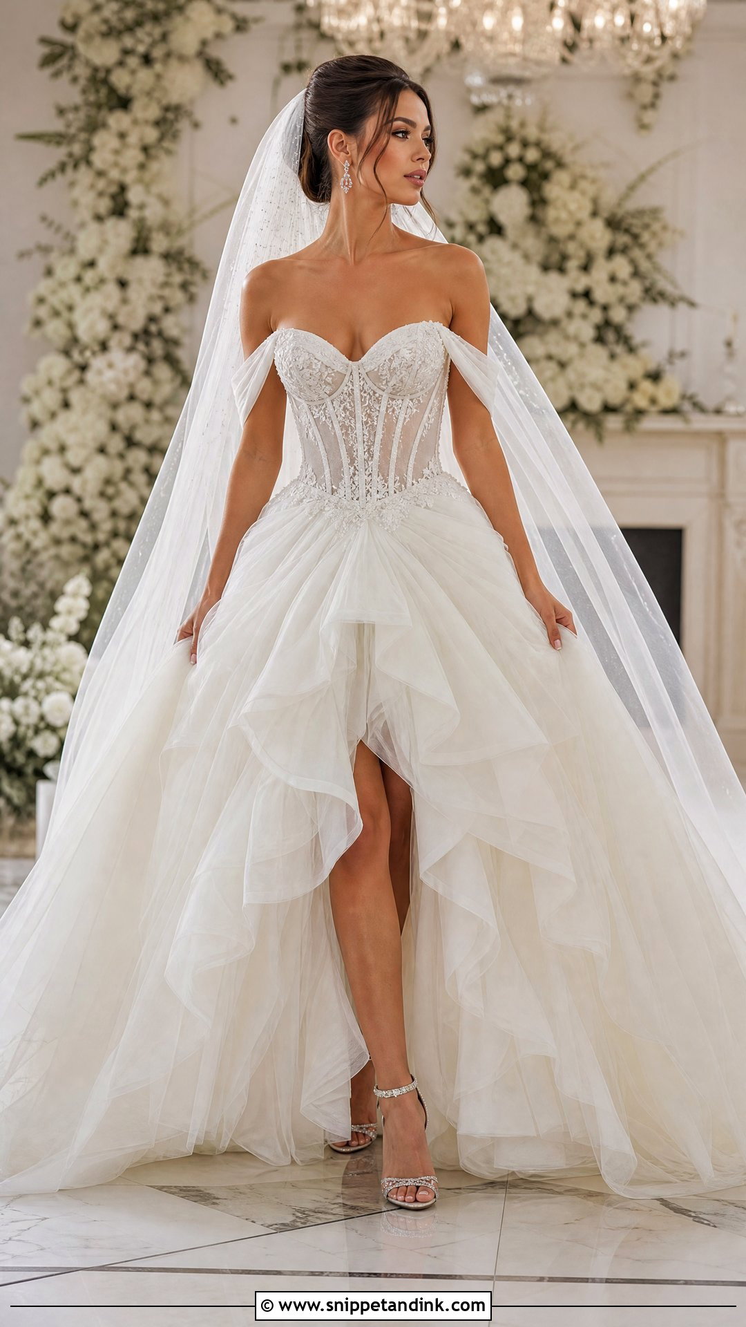 Corset Off the Shoulder Ball Gown Wedding Dress - Snippet and Ink - 20 Off the Shoulder Ball Gown Wedding Dress Ideas