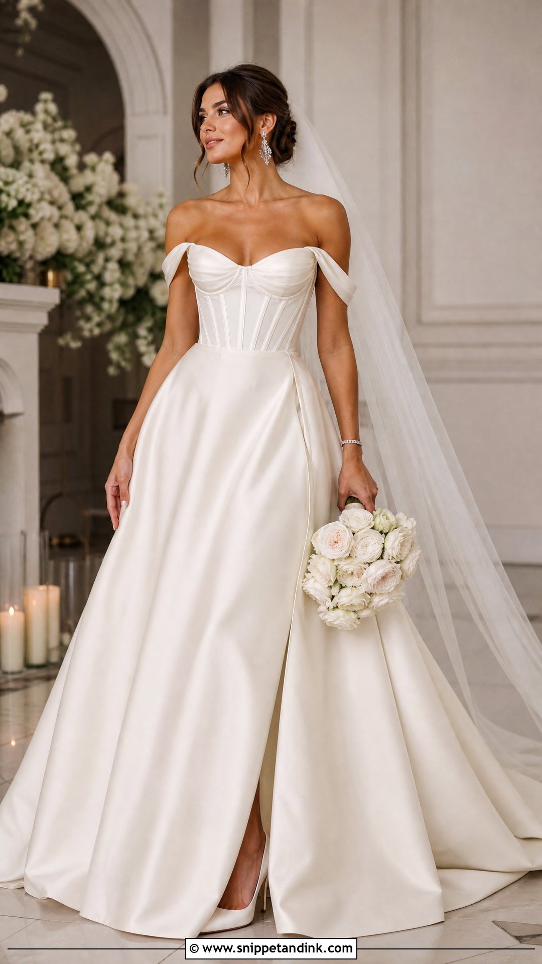 Corset Over the Shoulder Wedding Dress - Snippet and Ink - 20 Over the Shoulder Wedding Dress Ideas
