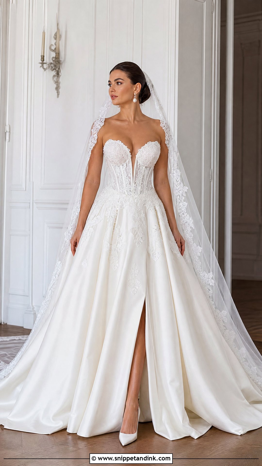 Corset Plunging Neckline Wedding Dress - Snippet and Ink - 20 Plunging Neckline Wedding Dress Ideas