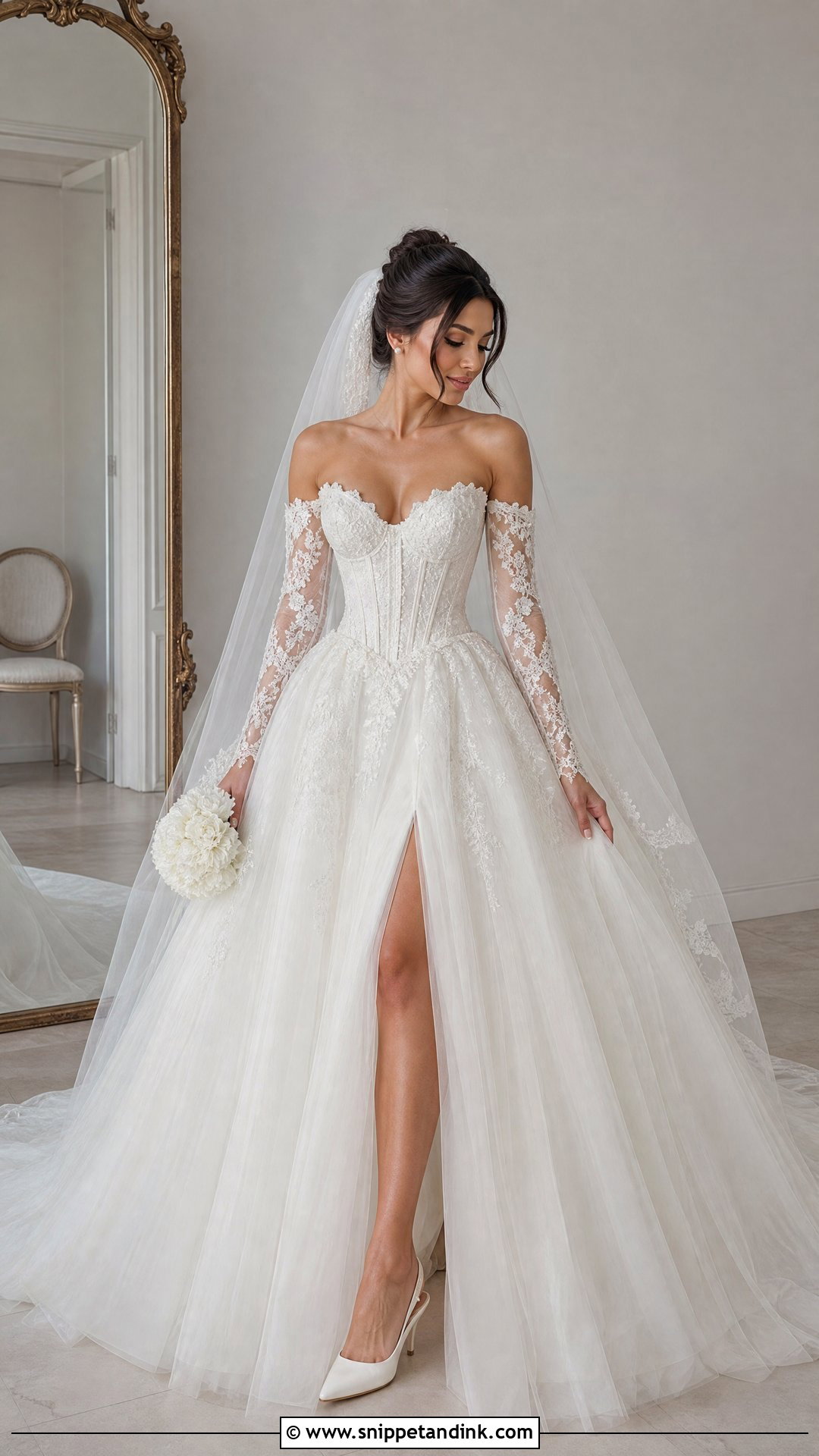 Corset Princess Wedding Dress With Detachable Sleeves - Snippet and Ink - 20 Princess Wedding Dresses Long Sleeve