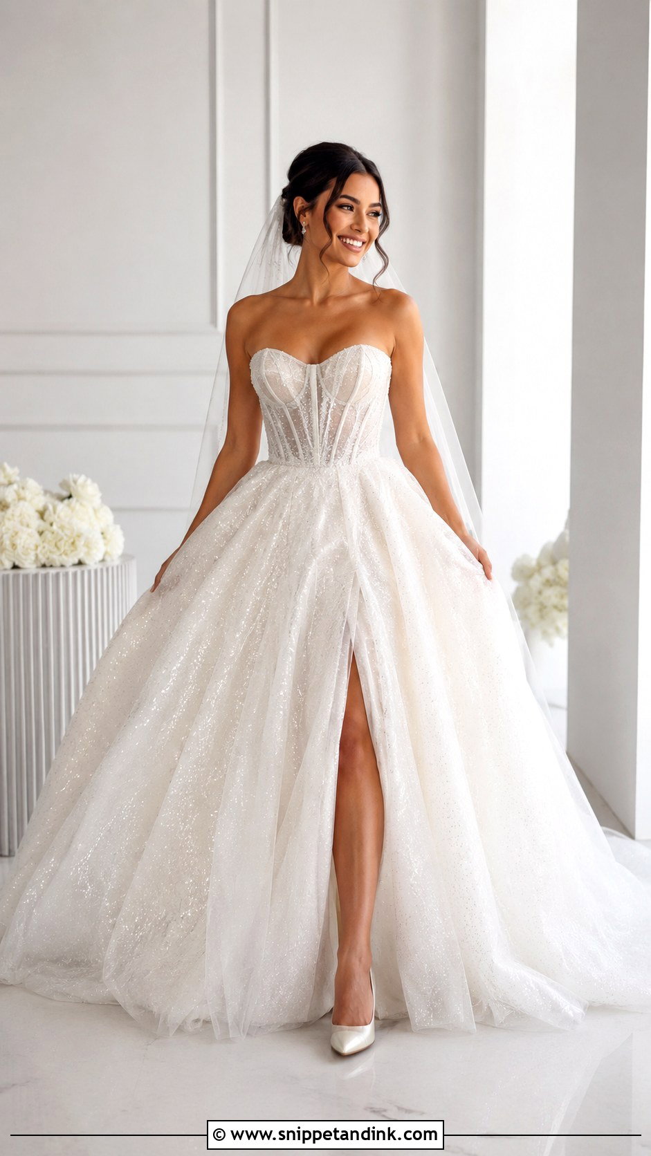 Corset Princess Wedding Dress With Glitter Skirt - Snippet and Ink - 30 Princess Wedding Dresses Sparkle