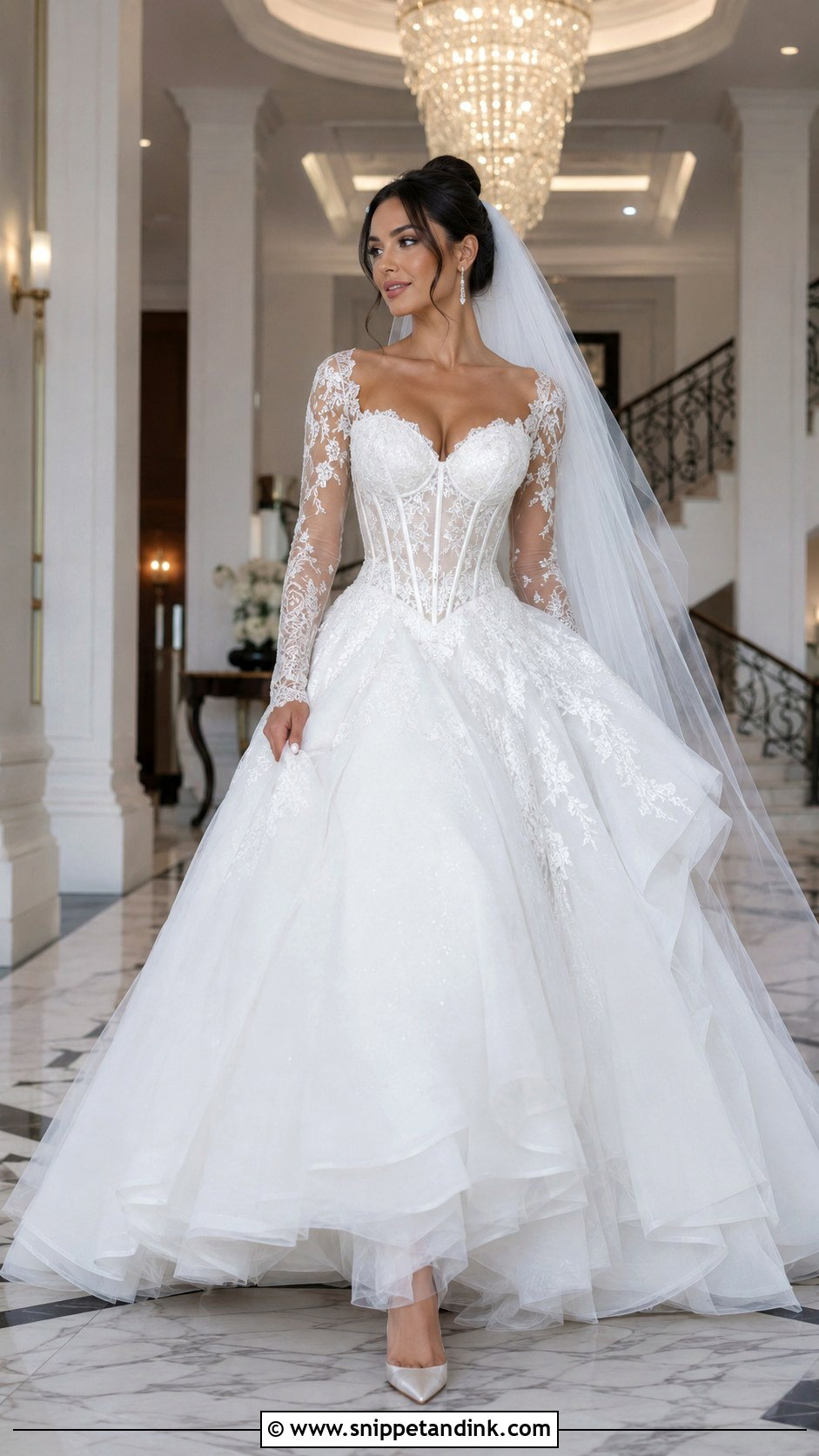 Corset Princess Wedding Dress With Long Sleeves - Snippet and Ink - 20 Princess Wedding Dresses with Sleeves