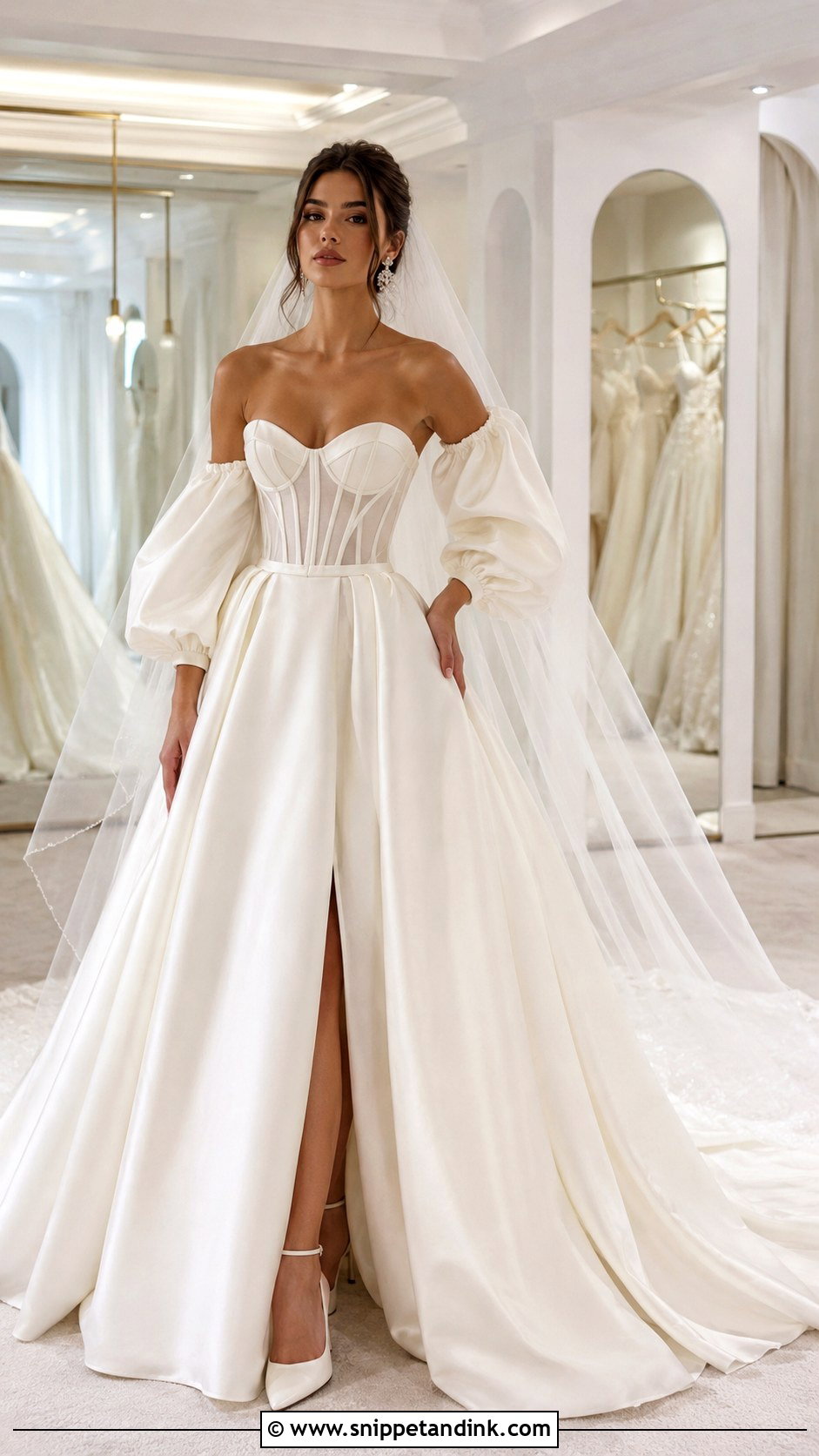 Corset Puff Sleeve Wedding Dress - Snippet and Ink - 25 Puffy Sleeve Wedding Dress Ideas