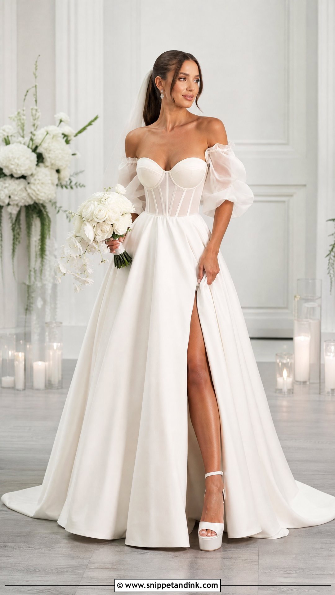 Corset Puffed Sleeve Wedding Dress - Snippet and Ink - 20 Puffed Sleeve Wedding Dress Ideas