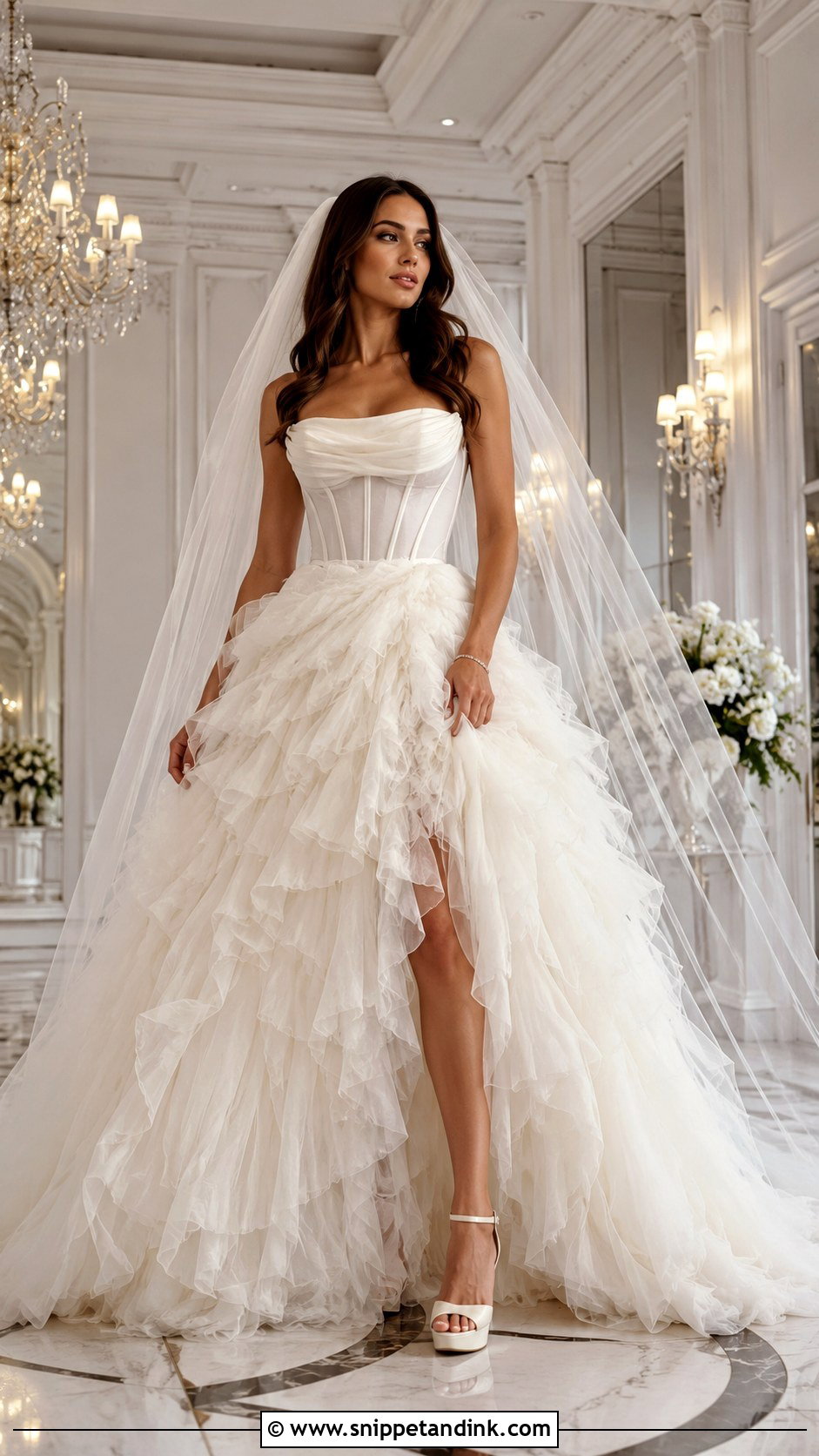 Corset Ruffled Wedding Dress - Snippet and Ink - 20 Ruffled Wedding Dress Ideas