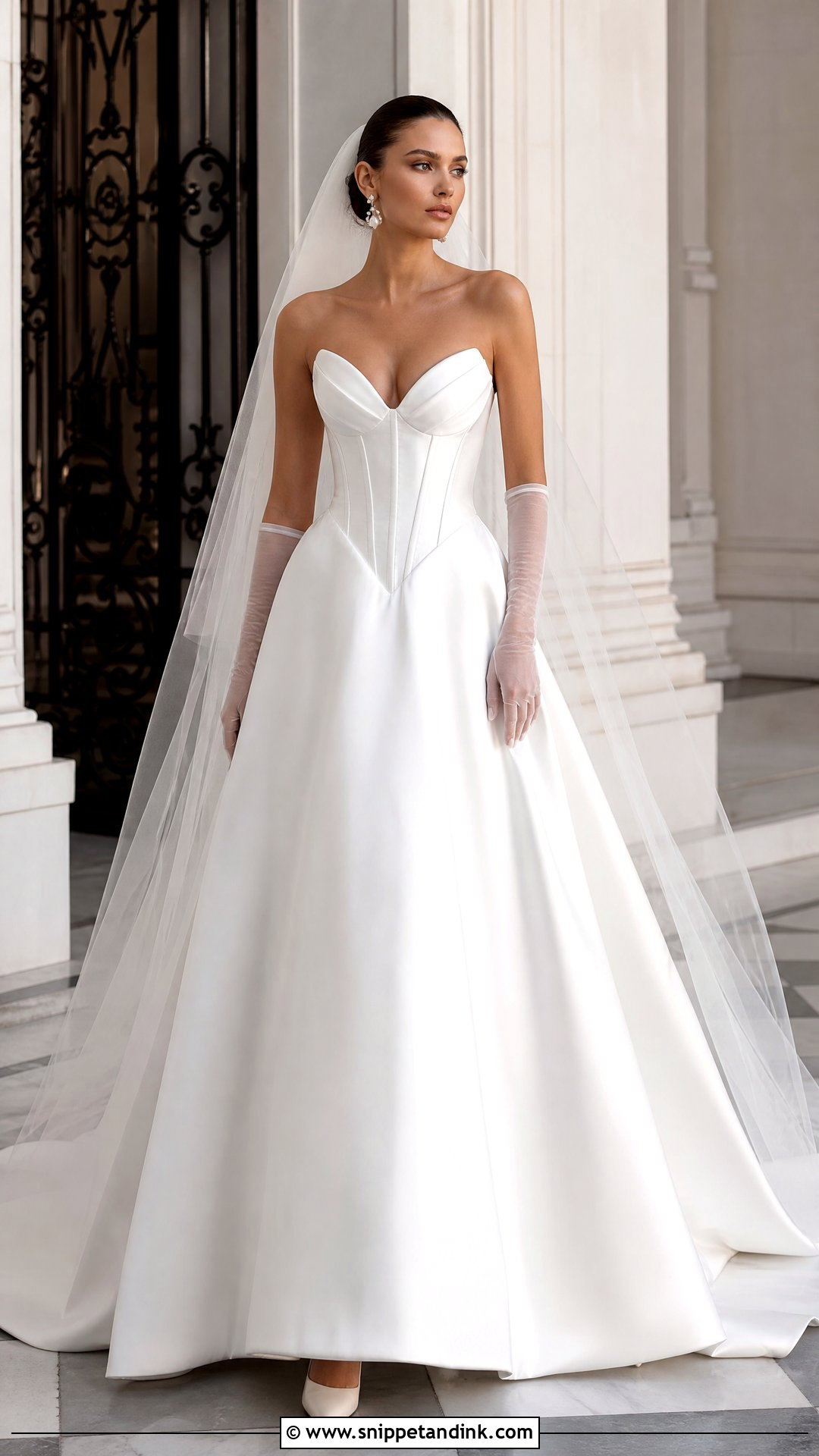 Corset Satin Basque Waist Wedding Dress - Snippet and Ink - 20 Satin Basque Waist Wedding Dress Ideas