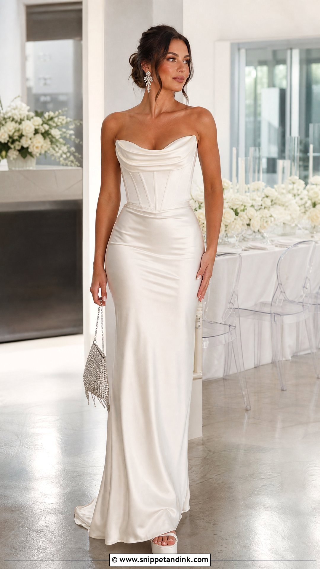 Corset Satin Reception Wedding Dress - Snippet and Ink - 20 Nicola Peltz Wedding Dress Ideas