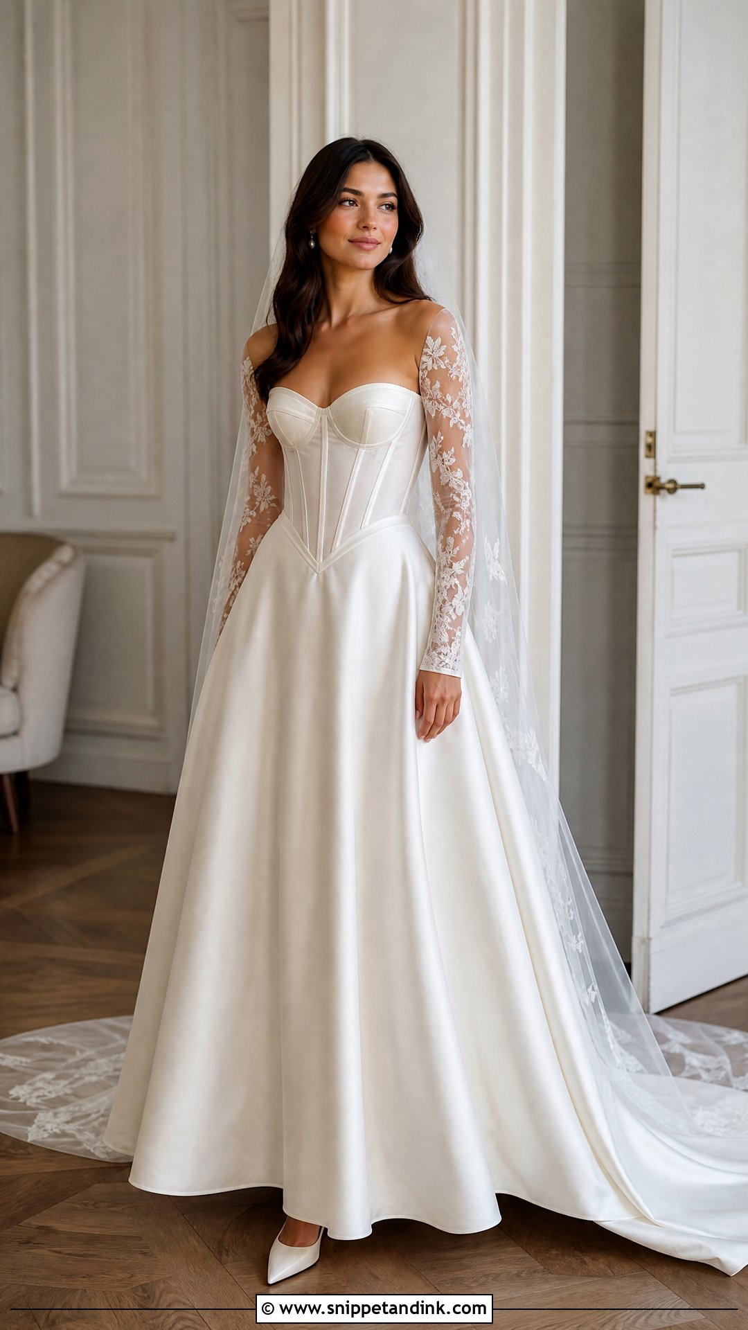 Corset Sheer Sleeve Wedding Dress - Snippet and Ink - 20 Sheer Sleeve Wedding Dress Ideas