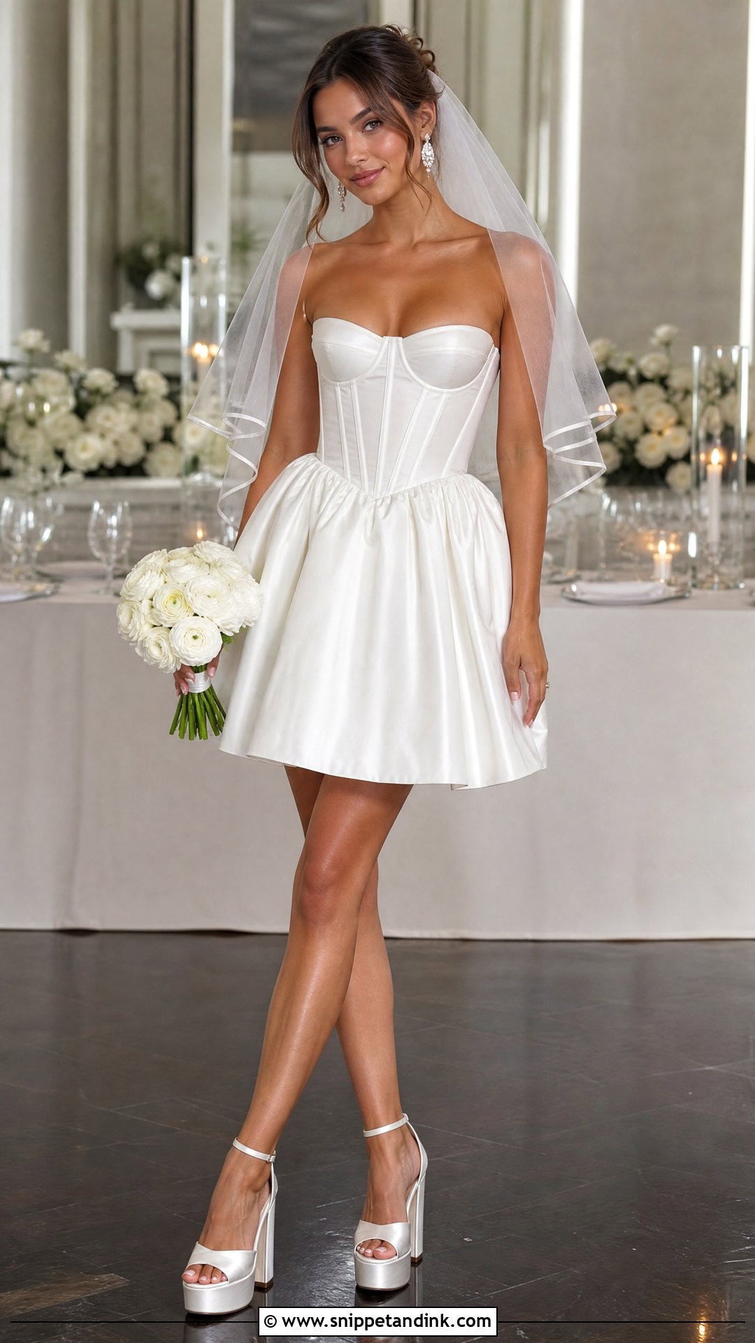 Corset Short Satin Wedding Dress - Snippet and Ink - 20 Short Satin Wedding Dress Ideas