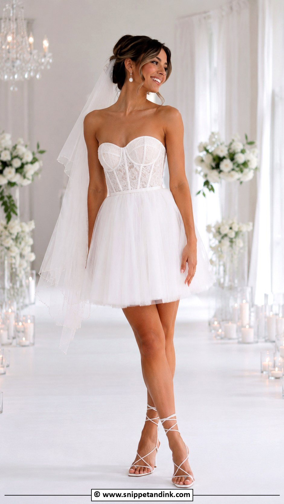 Corset Short Wedding Dress With Lace Up Heels - Snippet and Ink - 35 Short Wedding Dress Ideas