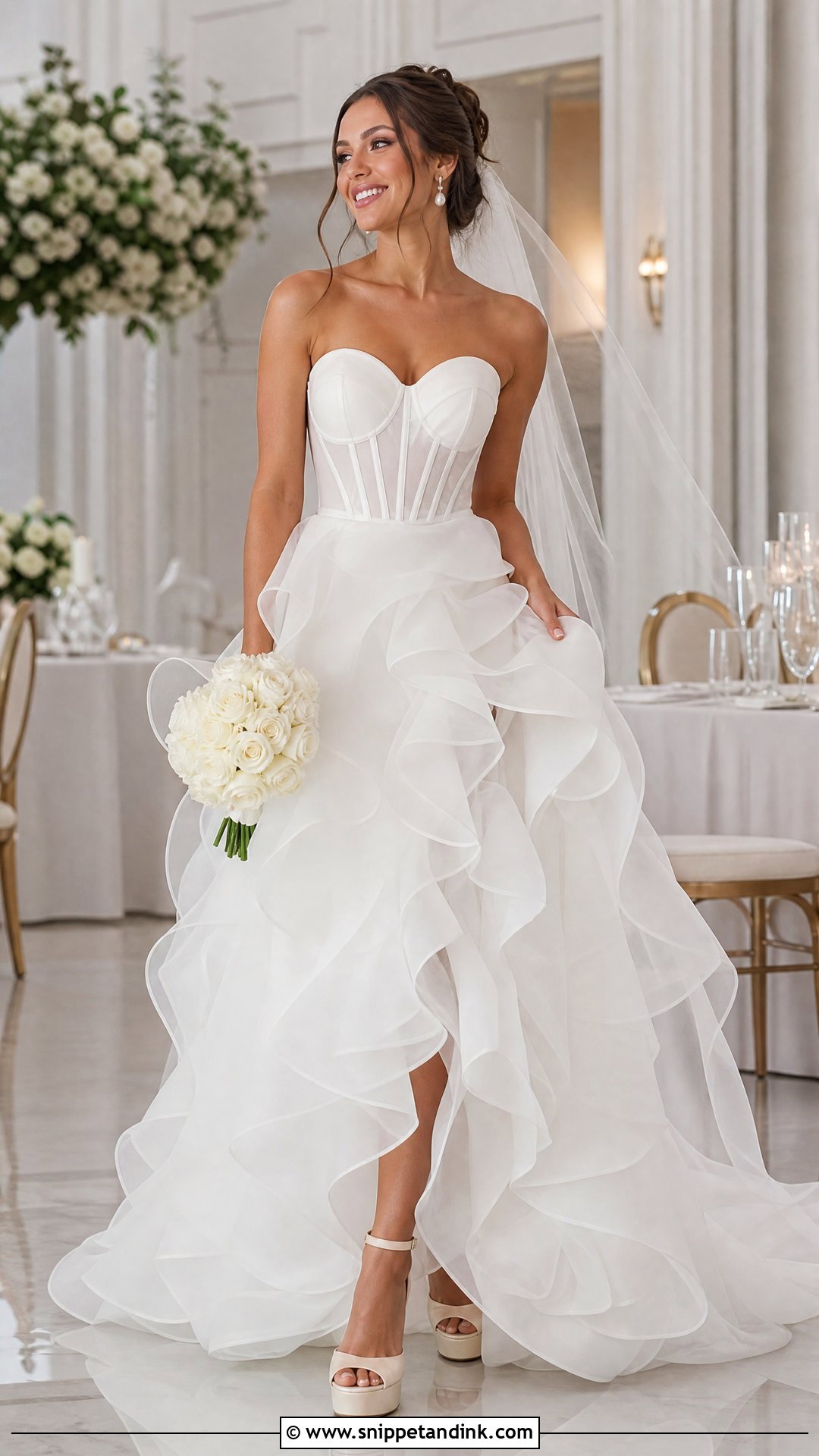 Corset Silk Organza Wedding Dress With Ruffled Skirt - Snippet and Ink - 20 Silk Organza Wedding Dress Ideas