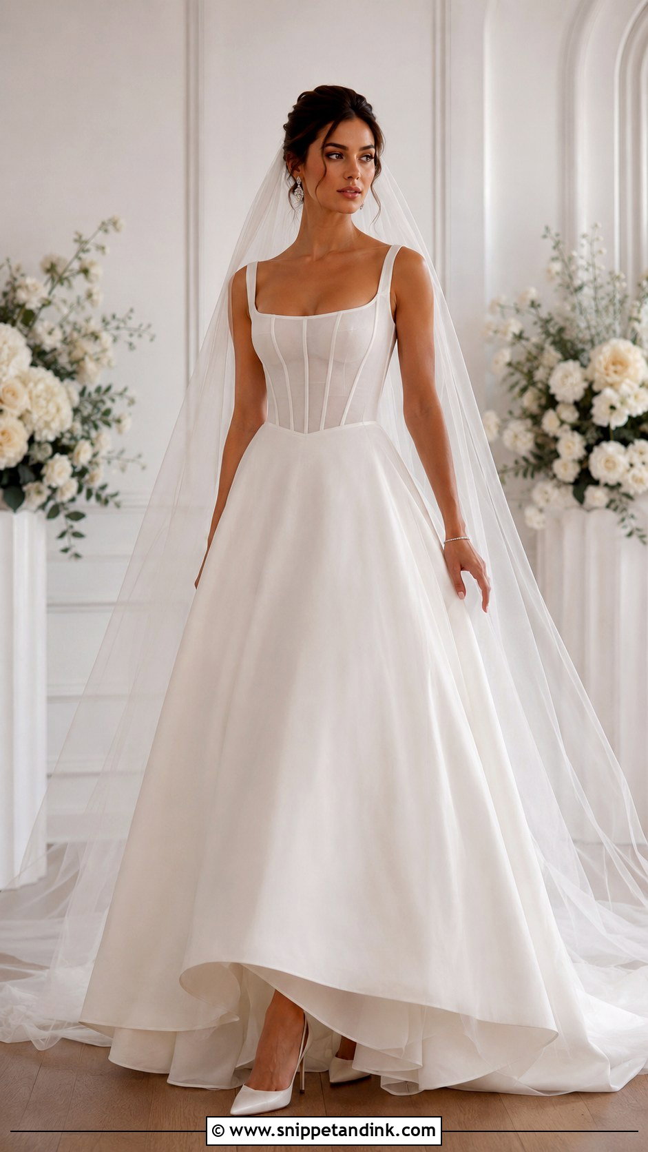 Corset Square Neck A Line Wedding Dress - Snippet and Ink - 20 Square Neck a Line Wedding Dress Ideas