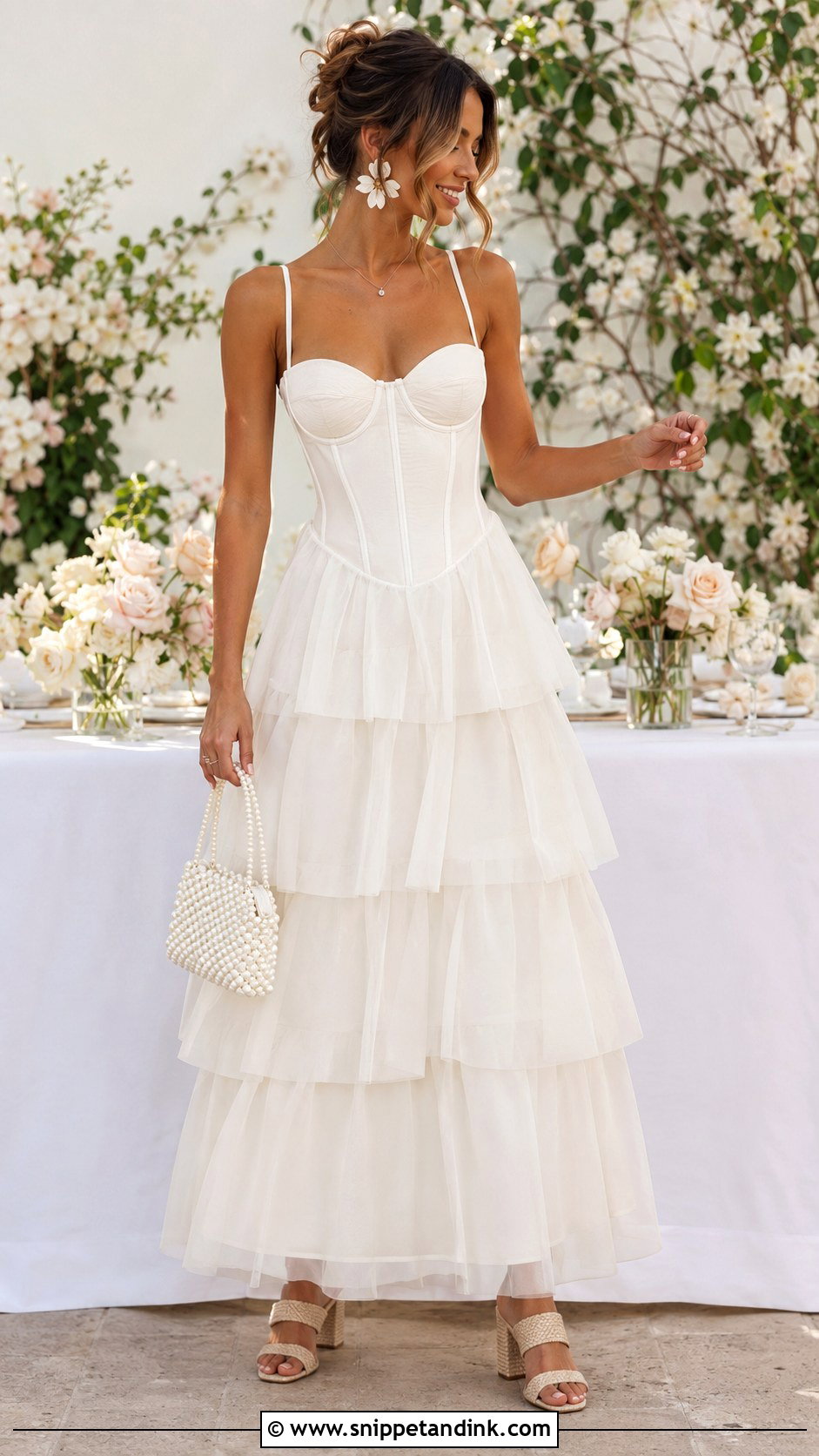 Corset Tiered Bridal Maxi Dress - Snippet and Ink - 20 Bridal Maxi Dress Ideas