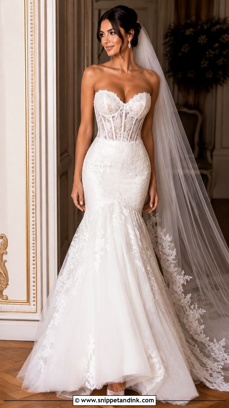 Corset Tight Wedding Dress With Tulle Veil - Snippet and Ink - 25 Tight Wedding Dresses