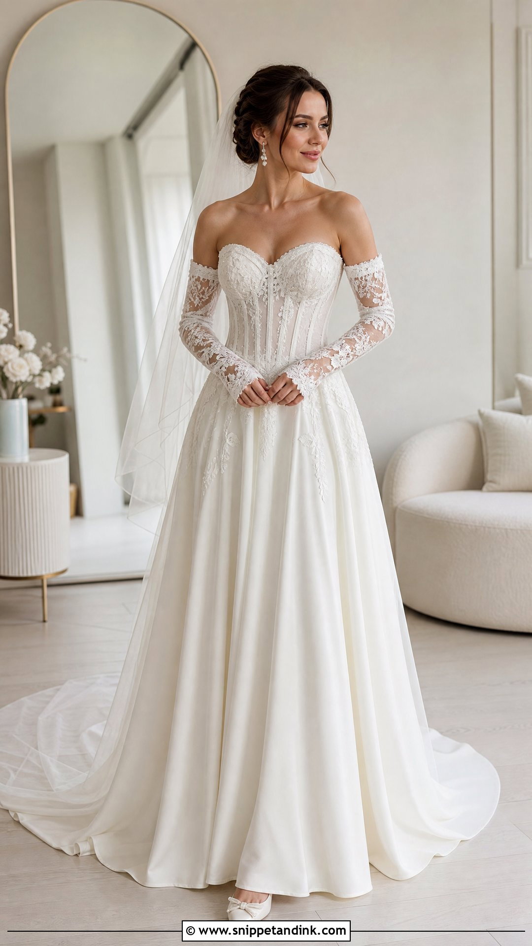 Corset Top Wedding Dress With Detachable Sleeves - Snippet and Ink - 20 Wedding Dress with Corset Top Ideas