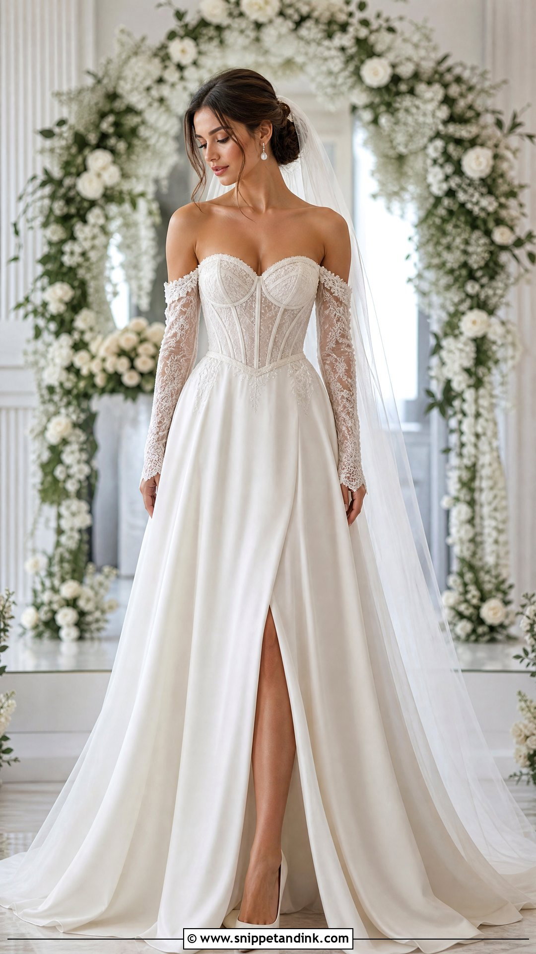 Corset Top Wedding Dress With Detachable Sleeves - Snippet and Ink - 25 Wedding Dress Corset Top Ideas