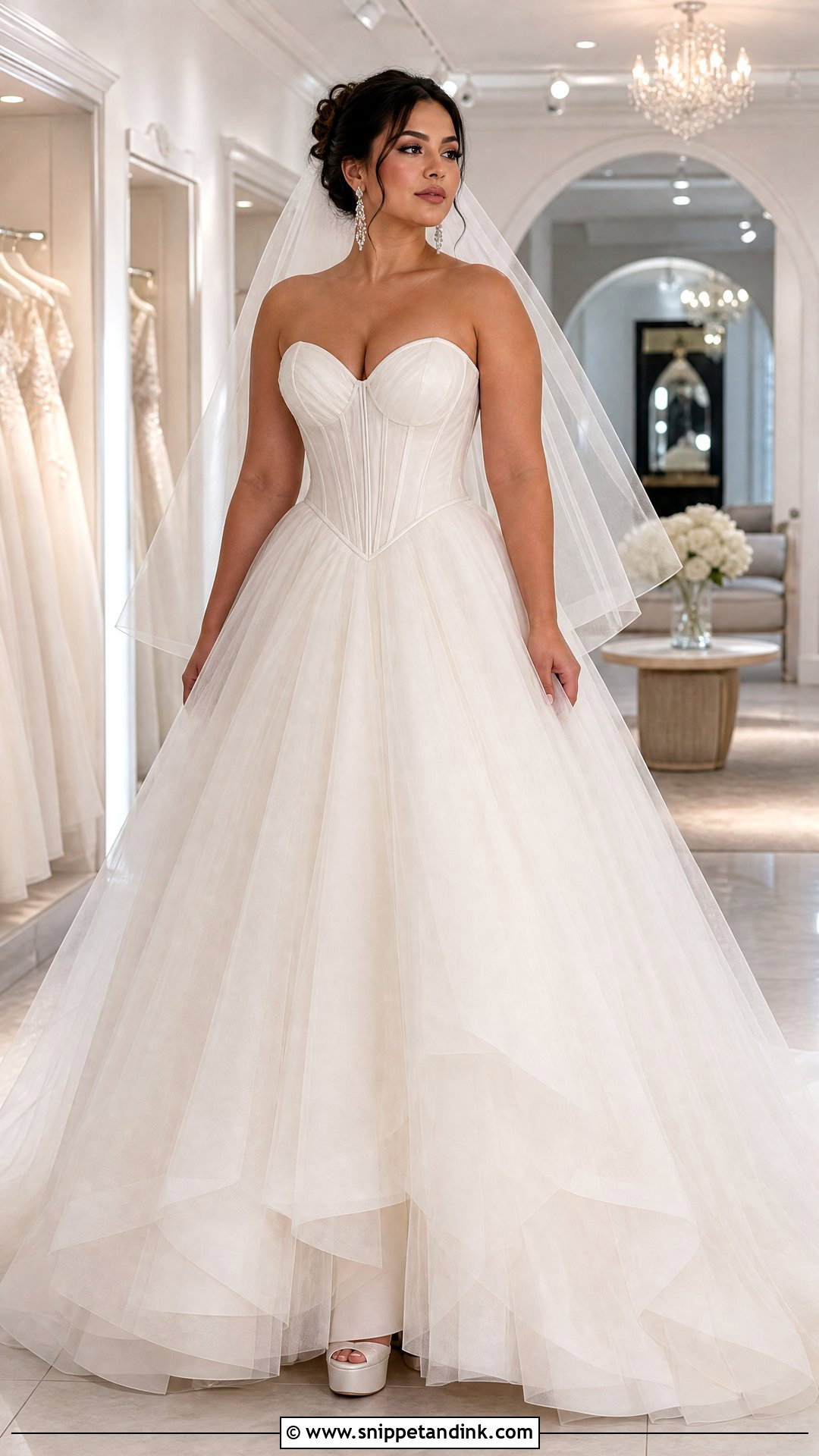 Corset Tulle Ball Gown Wedding Dress - Snippet and Ink - 20 Wedding Dress for Pear Shape Ideas