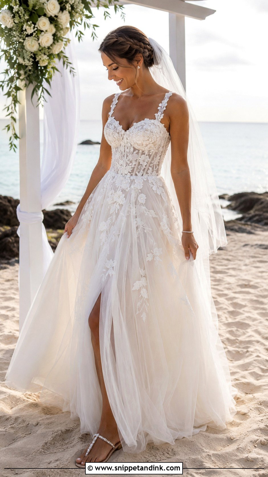 Corset Tulle Beach Bridal Gown - Snippet and Ink - 20 Beach Bridal Ideas