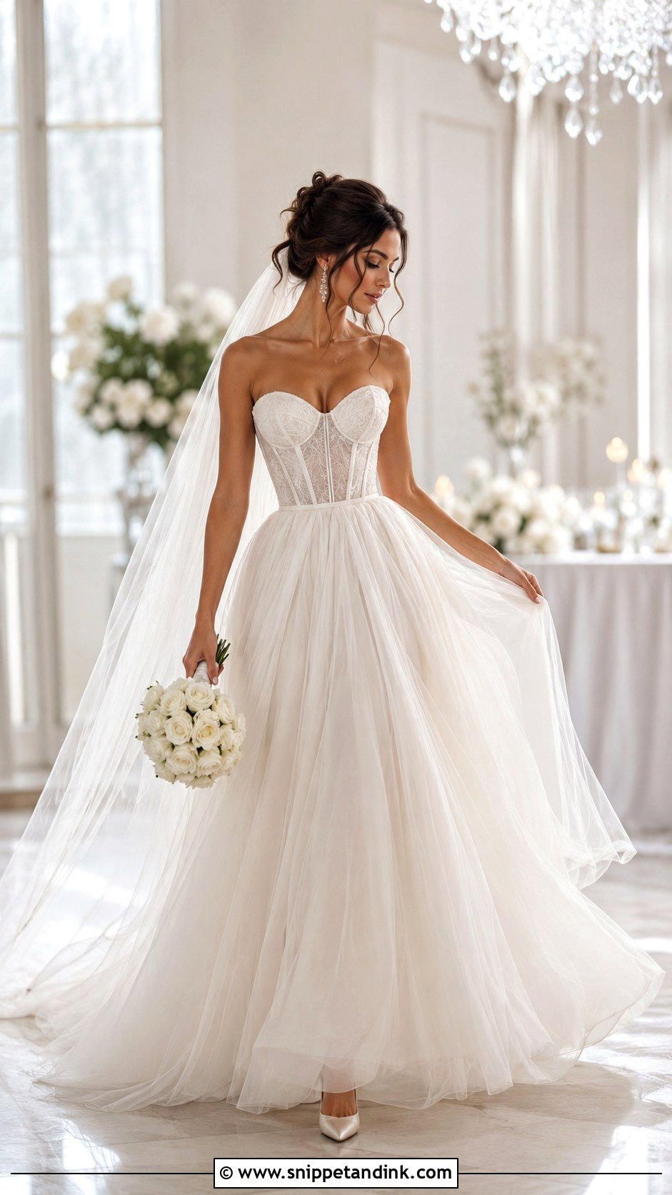 Corset Tulle Flared Wedding Dress - Snippet and Ink - 20 Flared Wedding Dress Ideas