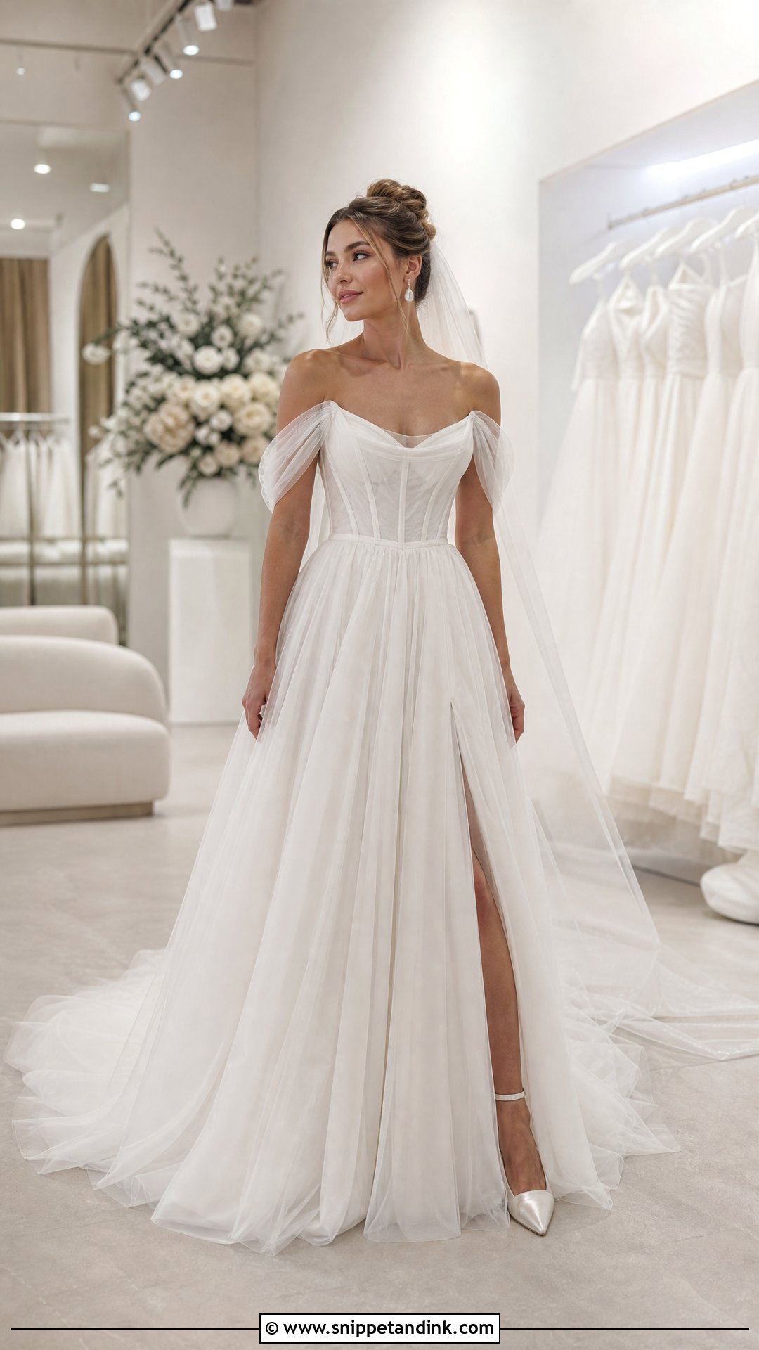 Corset Tulle Sleeve Wedding Dress - Snippet and Ink - 20 Tulle Sleeve Wedding Dress Ideas