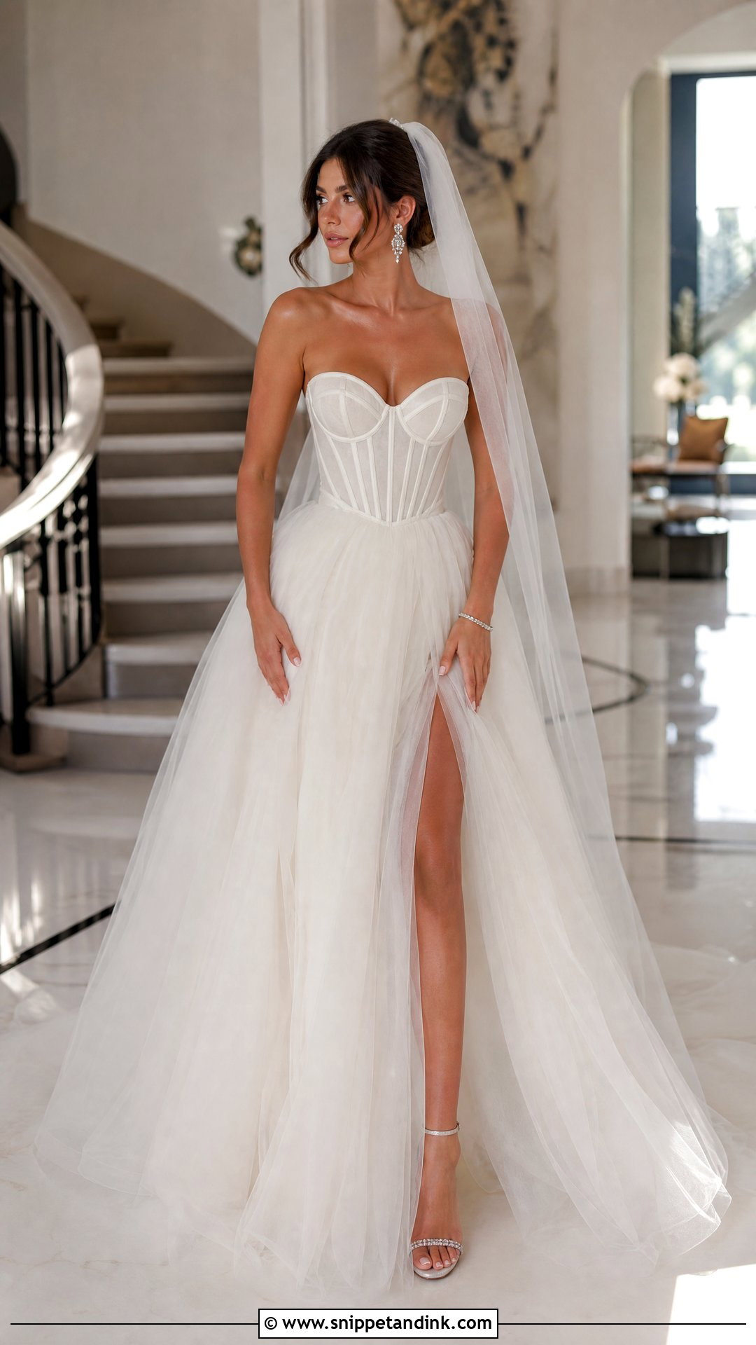 Corset Tulle Split Wedding Dress - Snippet and Ink - 20 Split Wedding Dress Ideas