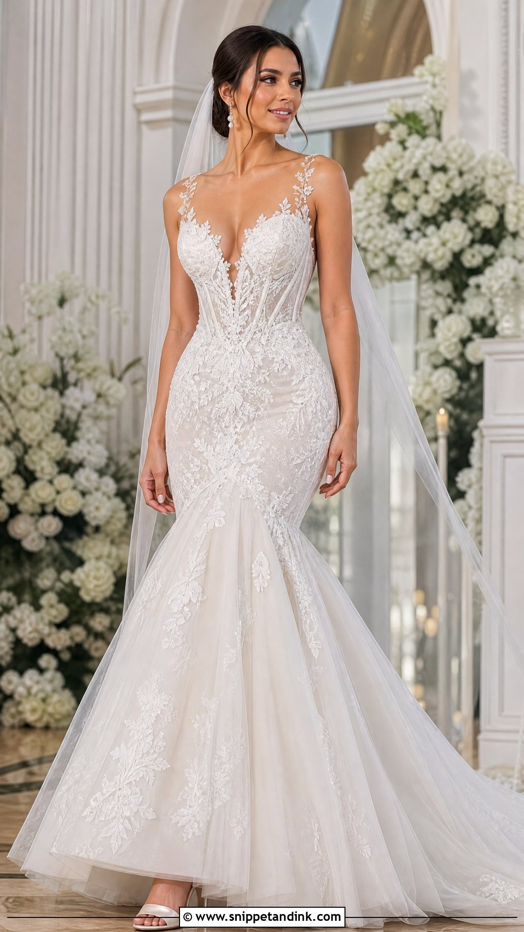 Corset V Neck Mermaid Wedding Dress - Snippet and Ink - 20 V Neck Mermaid Wedding Dress Ideas