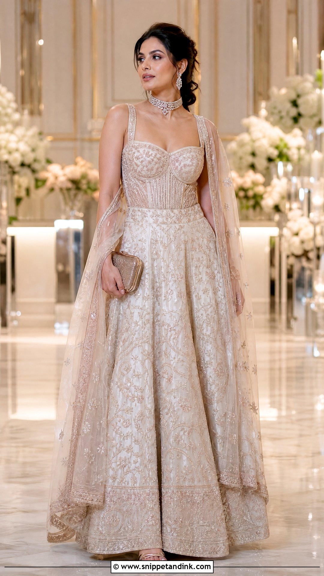 Corset Wedding Blouse With Embroidered Lehenga - Snippet and Ink - 20 Wedding Blouses Ideas