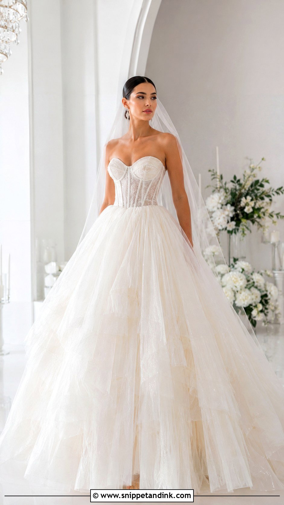 Corset Wedding Dress Ballgown With Layered Skirt - Snippet and Ink - 25 Extravagant Wedding Dress Ballgown Ideas