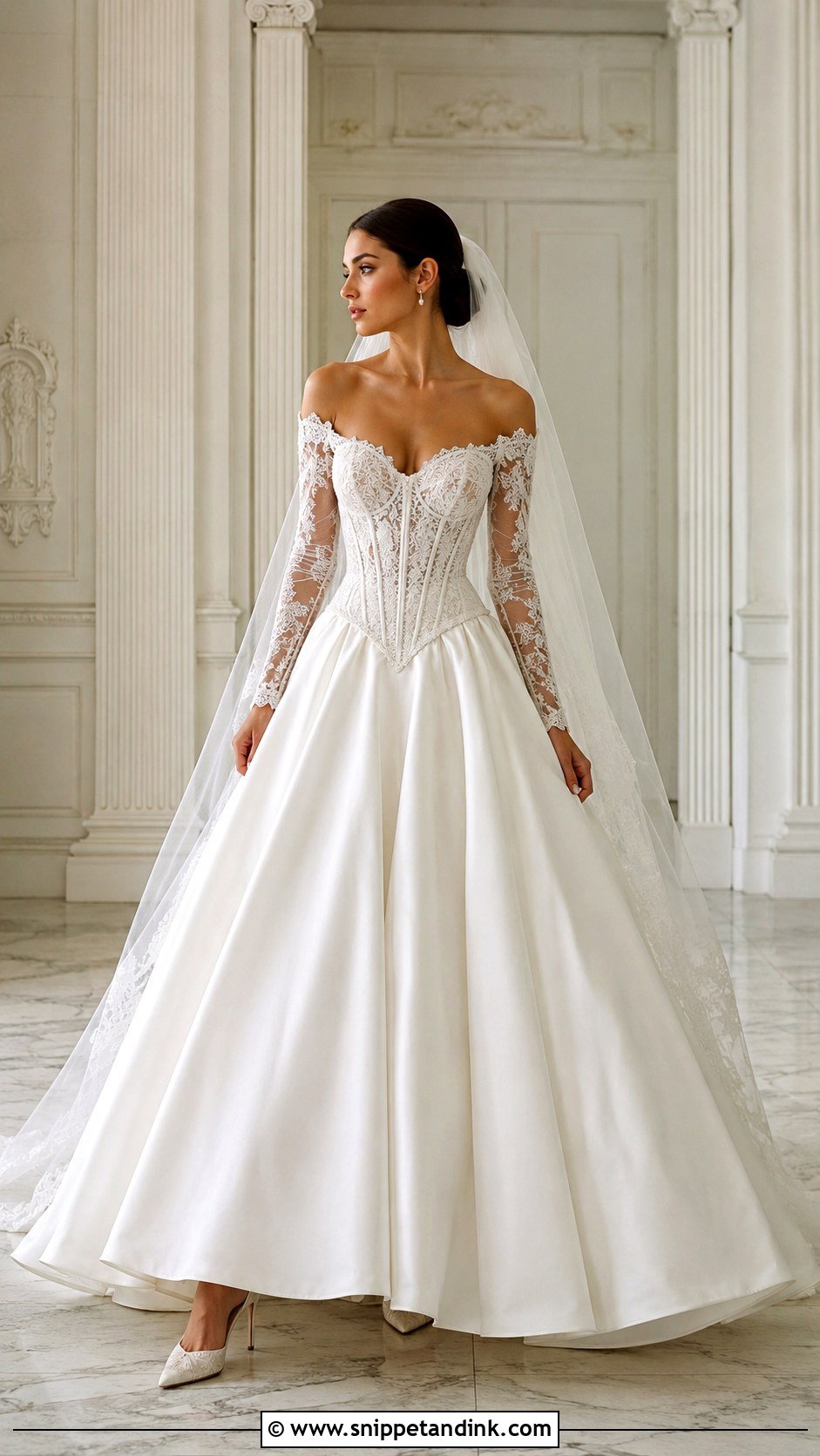 Corset Wedding Dress With Basque Waist Sleeves - Snippet and Ink - 25 Corset Wedding Dress with Sleeves