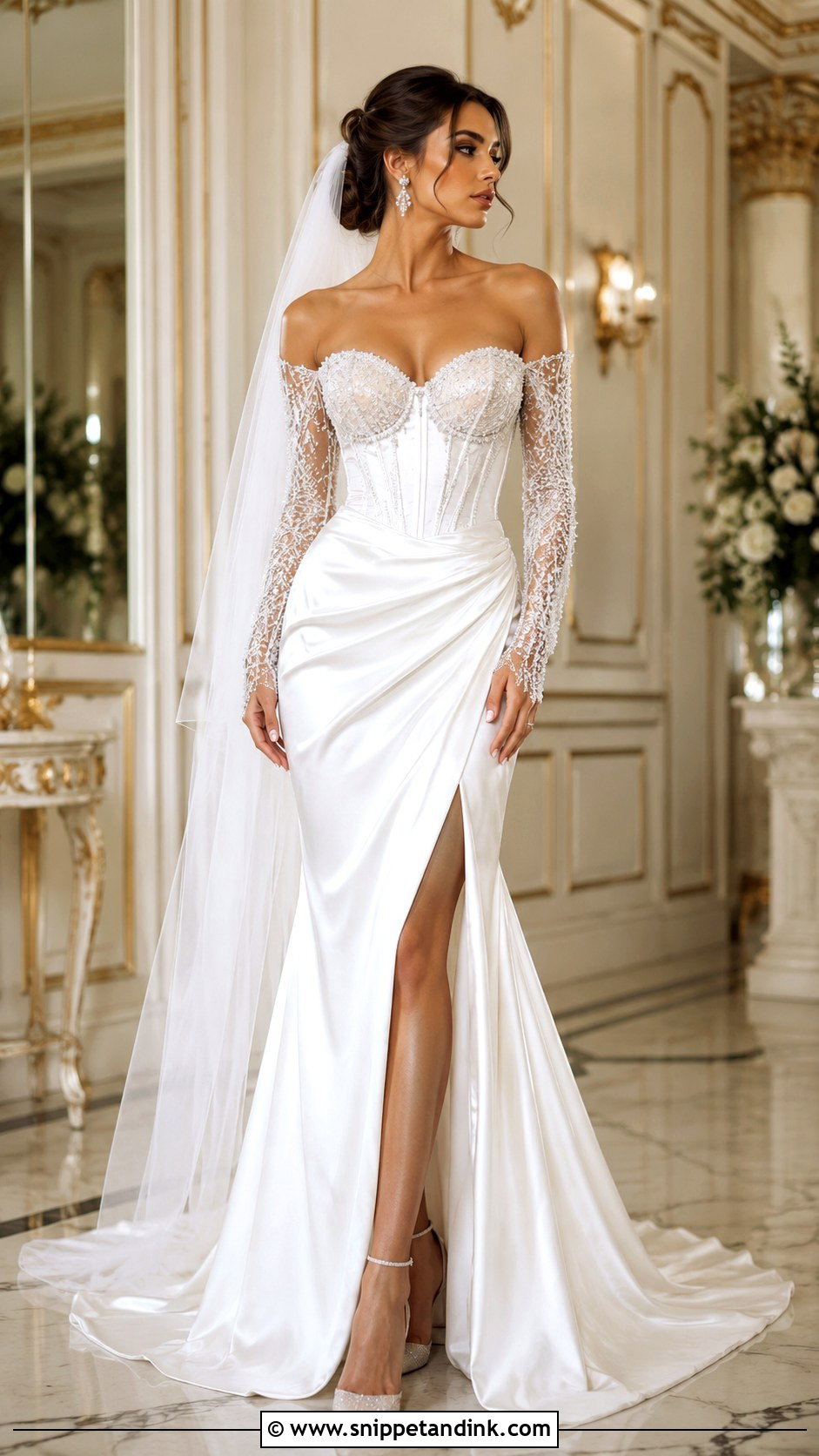 Corset Wedding Dress With Beaded Sleeves - Snippet and Ink - 25 Corset Wedding Dress with Sleeves