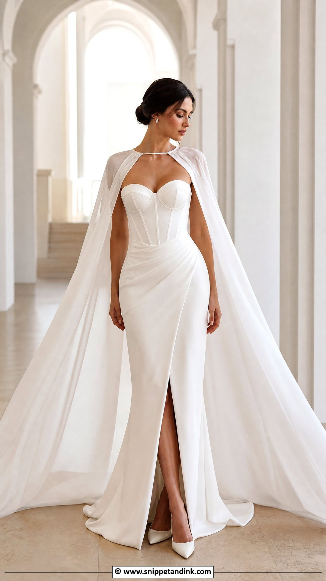 Corset Wedding Dress With Cape Veil - Snippet and Ink - 35 Corset Wedding Dress Ideas
