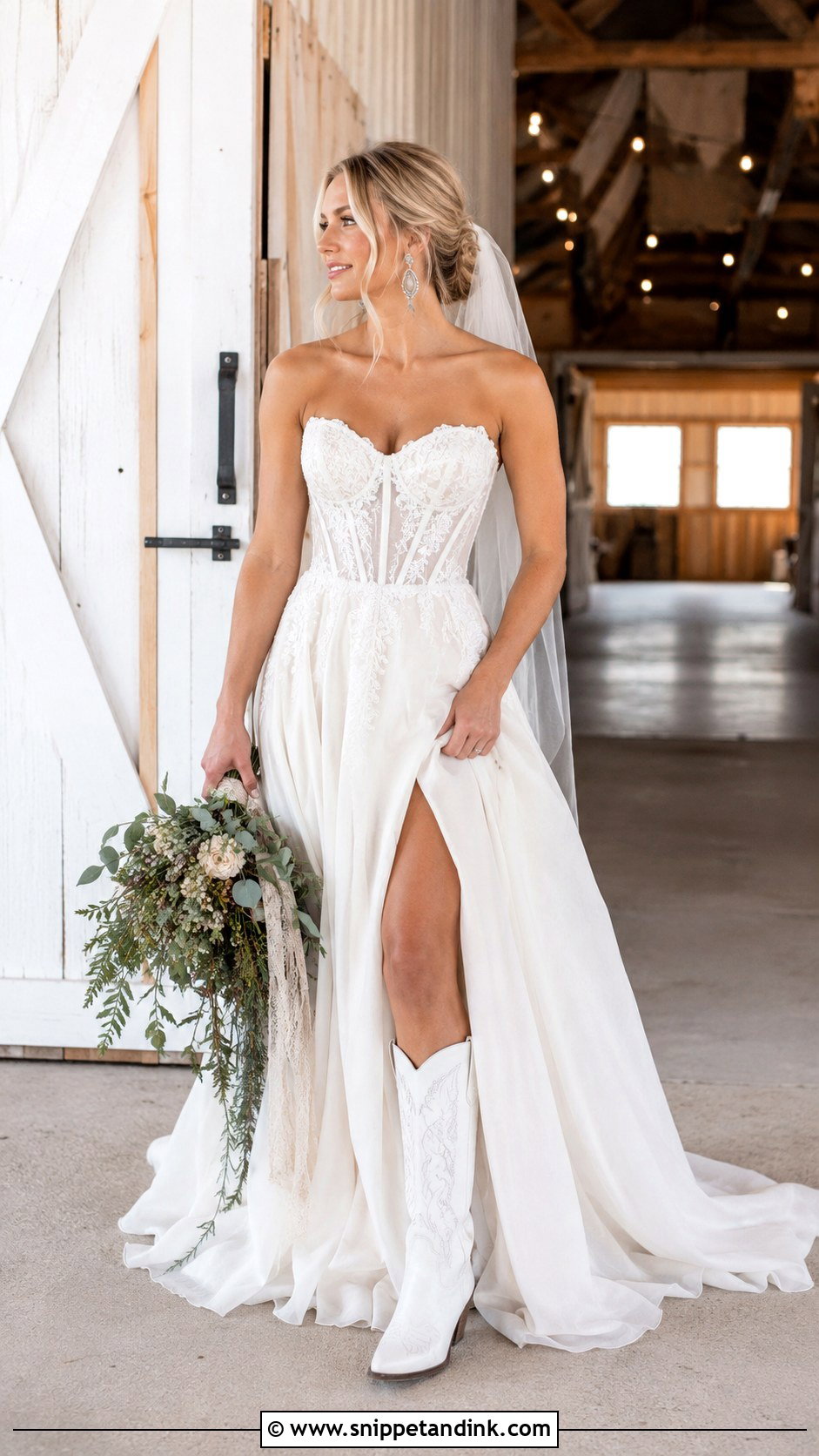 Corset Wedding Dress With Cowgirl Boots - Snippet and Ink - 20 Cowgirl Boots Wedding Dress Ideas