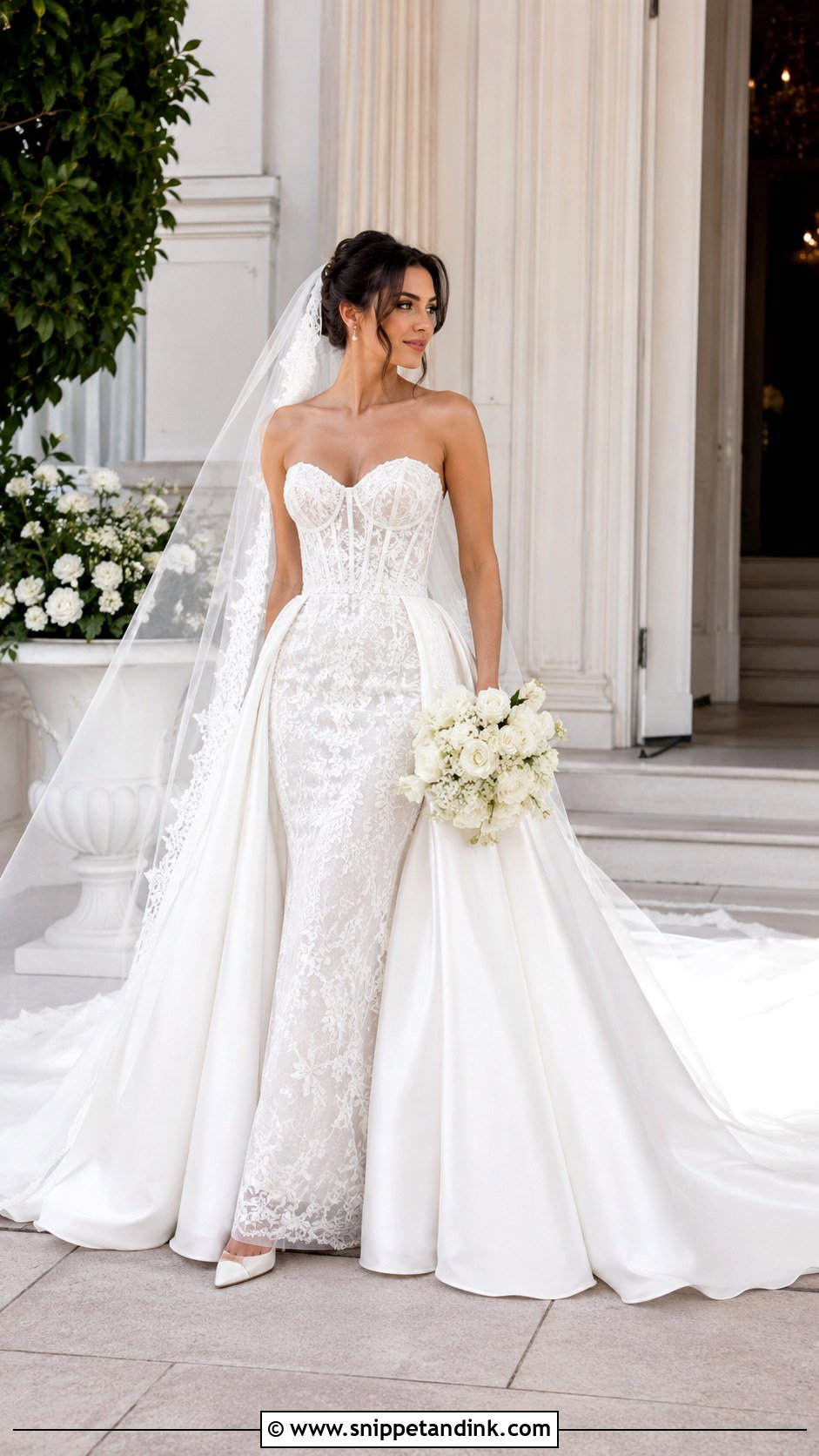 Corset Wedding Dress With Detachable Overskirt - Snippet and Ink - 20 Long Corset Wedding Dress Ideas
