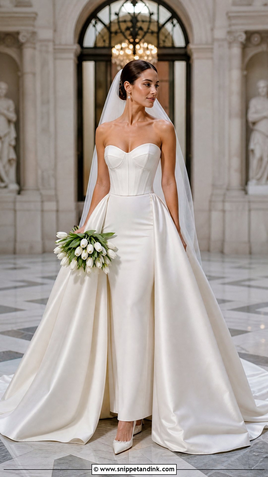 Corset Wedding Dress With Detachable Overskirt And Pumps - Snippet and Ink - 20 Timeless Corset Wedding Dress Ideas