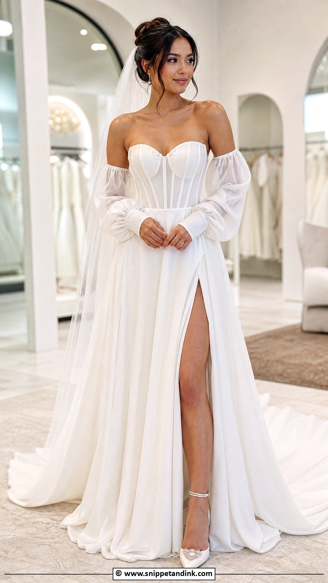 Corset Wedding Dress With Detachable Sleeves - Snippet and Ink - 35 Corset Wedding Dress Ideas