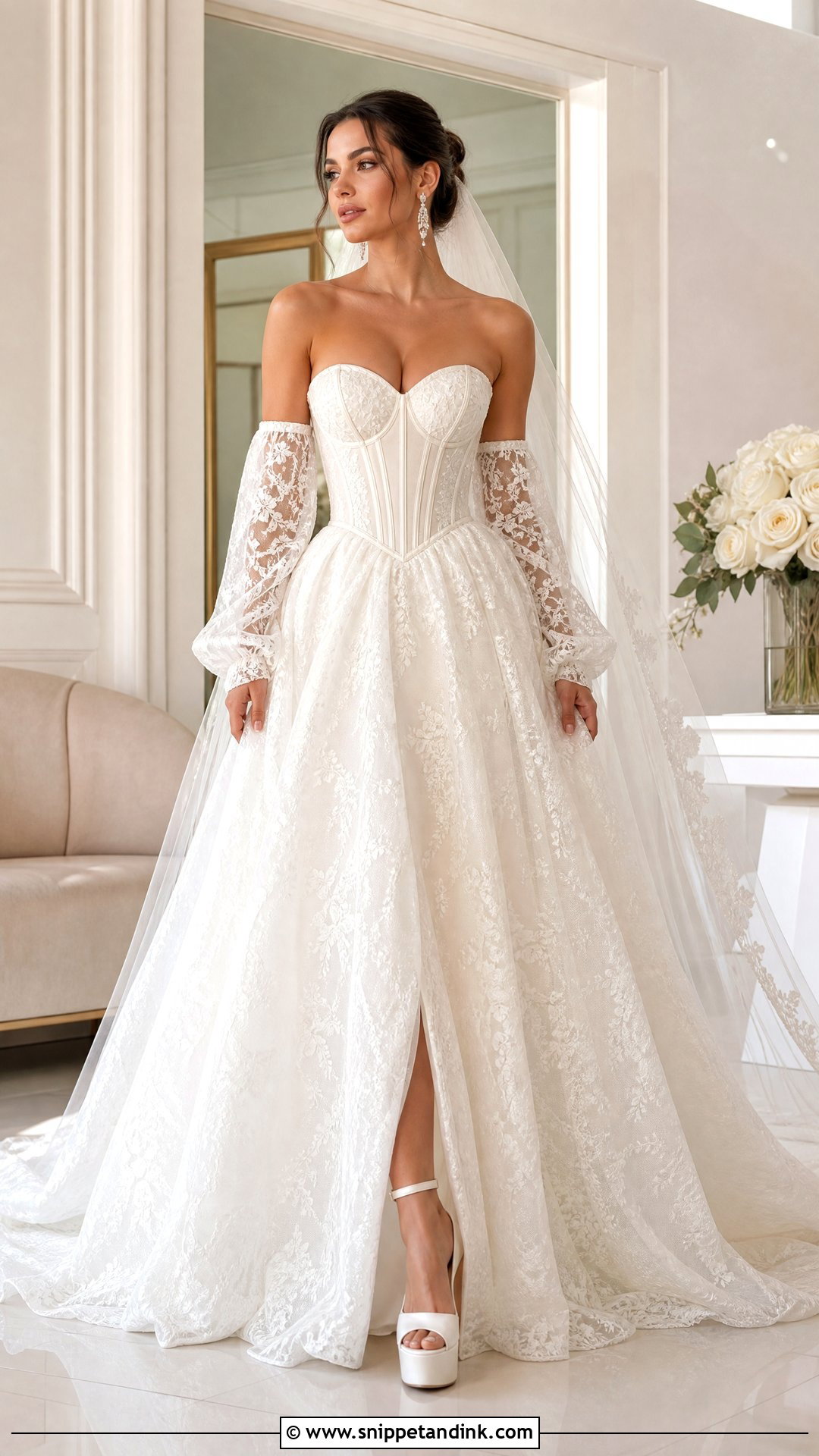 Corset Wedding Dress With Detachable Sleeves - Snippet and Ink - 20 Pretty Wedding Dresses with Sleeves