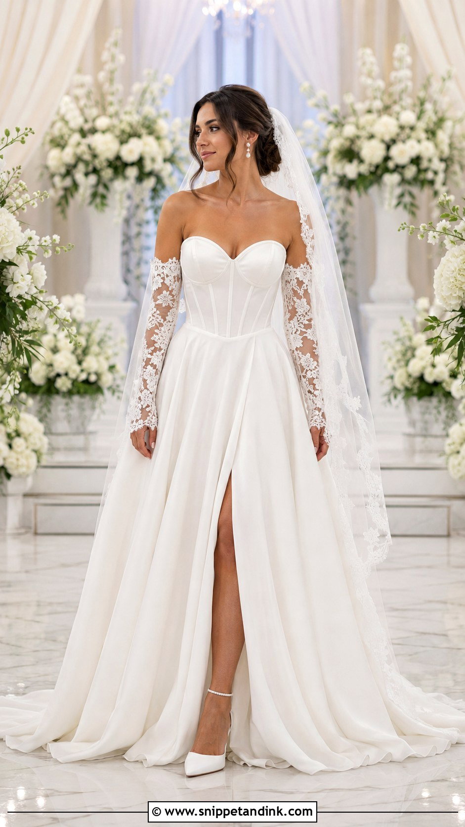 Corset Wedding Dress With Detachable Sleeves - Snippet and Ink - 20 Wedding Dresses with Corset