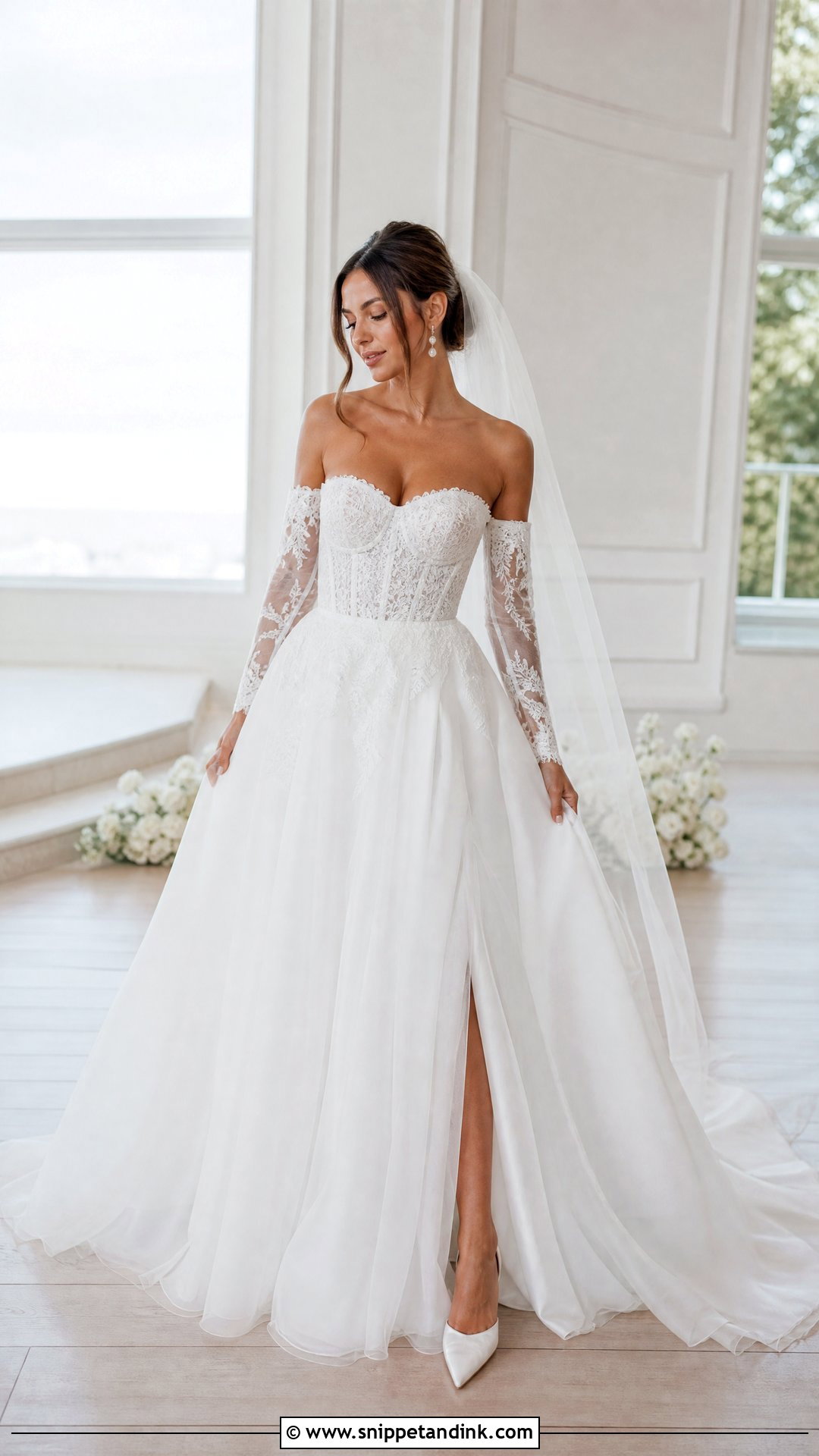 Corset Wedding Dress With Detachable Sleeves - Snippet and Ink - 25 Corset Top Wedding Dresses