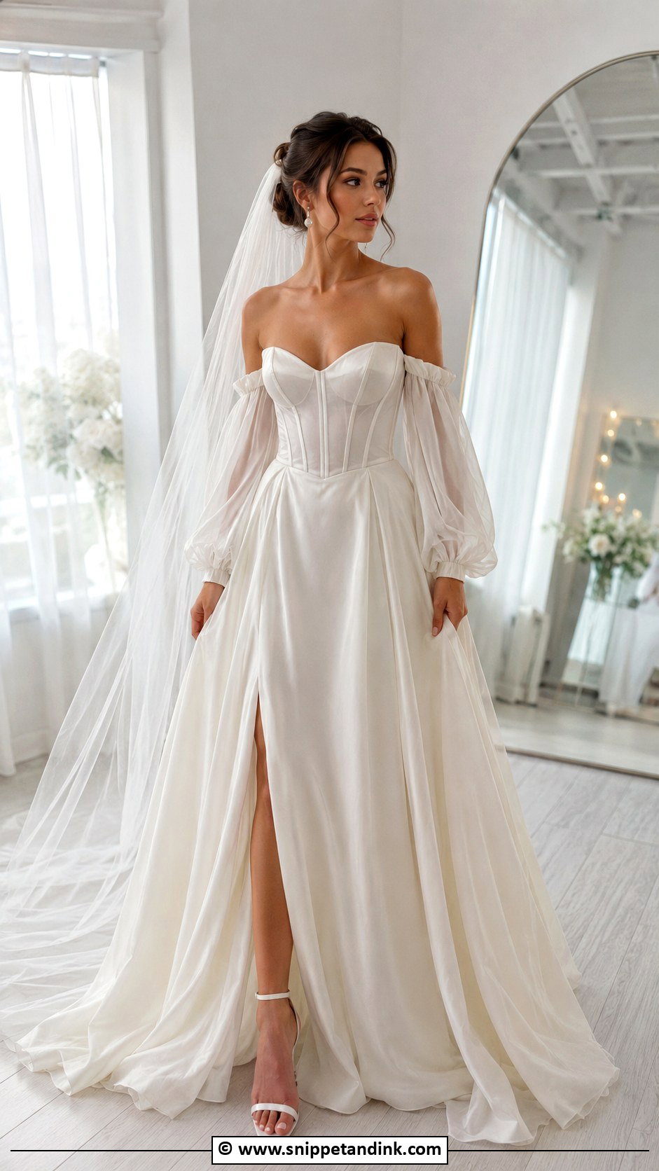 Corset Wedding Dress With Detachable Sleeves - Snippet and Ink - 30 Corset Wedding Dresses