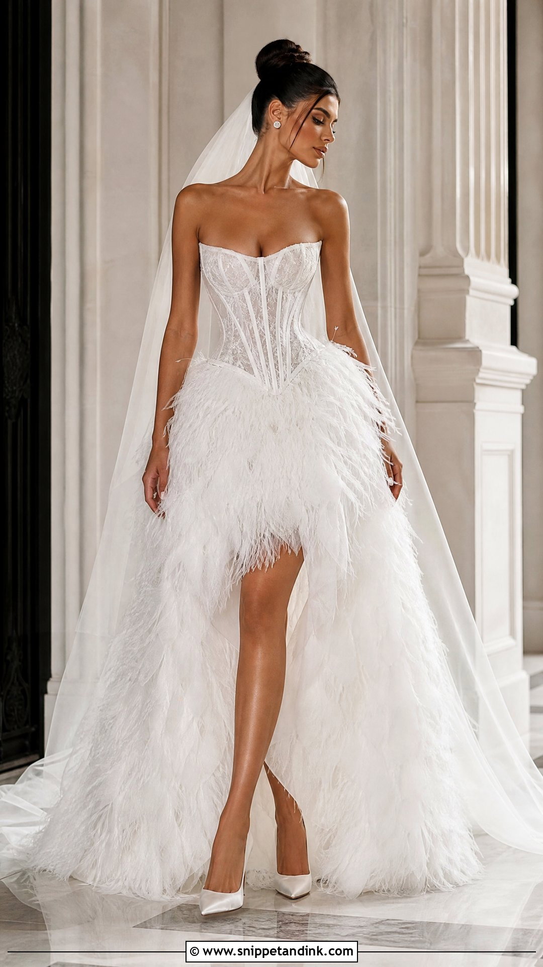 Corset Wedding Dress With Feather Skirt - Snippet and Ink - 20 Wedding Dress with Feathers Ideas
