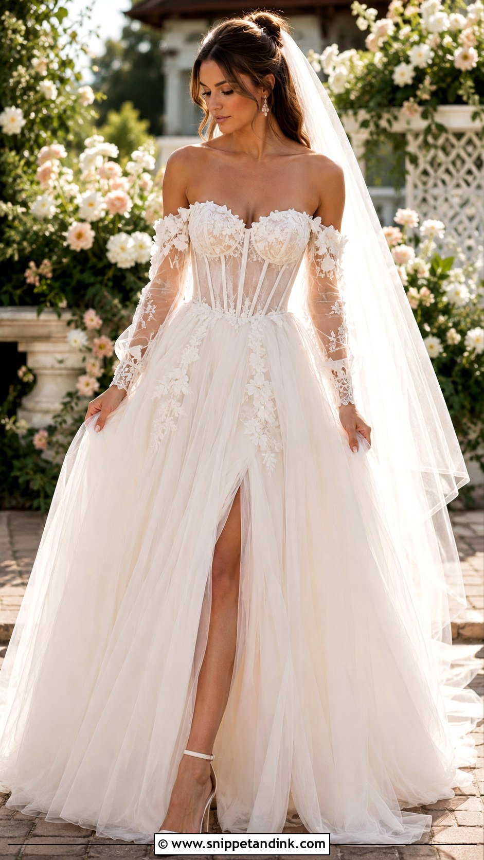 Corset Wedding Dress With Floral Sleeves - Snippet and Ink - 25 Corset Wedding Dress with Sleeves