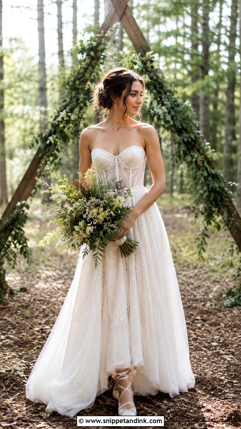 Corset Wedding Dress With Flowing Skirt - Snippet and Ink - 25 Woodsy Wedding Dress Ideas