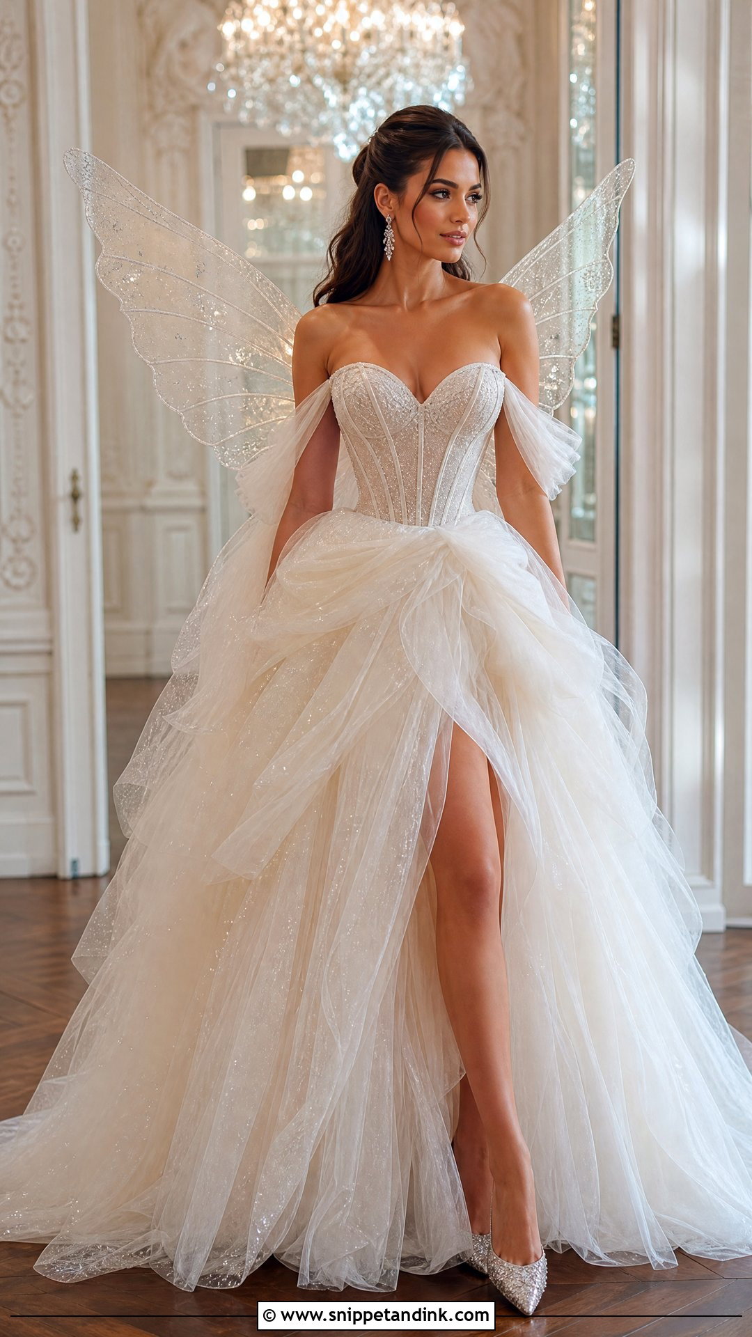 Corset Wedding Dress With Glitter Wings - Snippet and Ink - 20 Wedding Dress with Wings Ideas