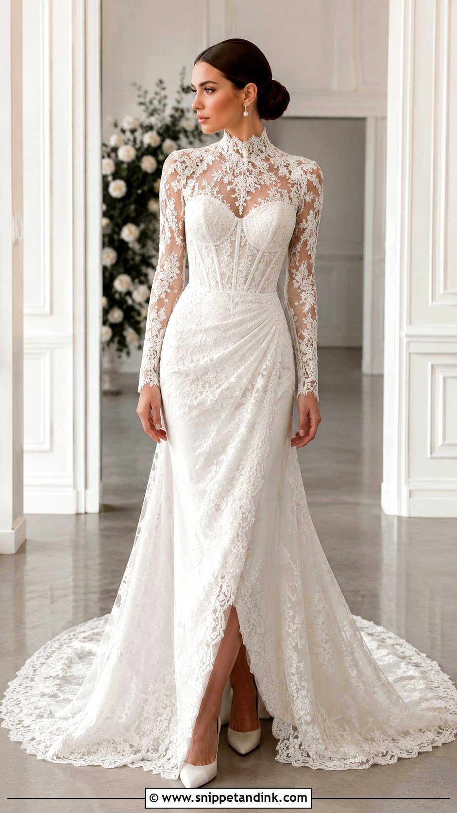 Corset Wedding Dress With High Neck Sleeves - Snippet and Ink - 25 Corset Wedding Dress with Sleeves