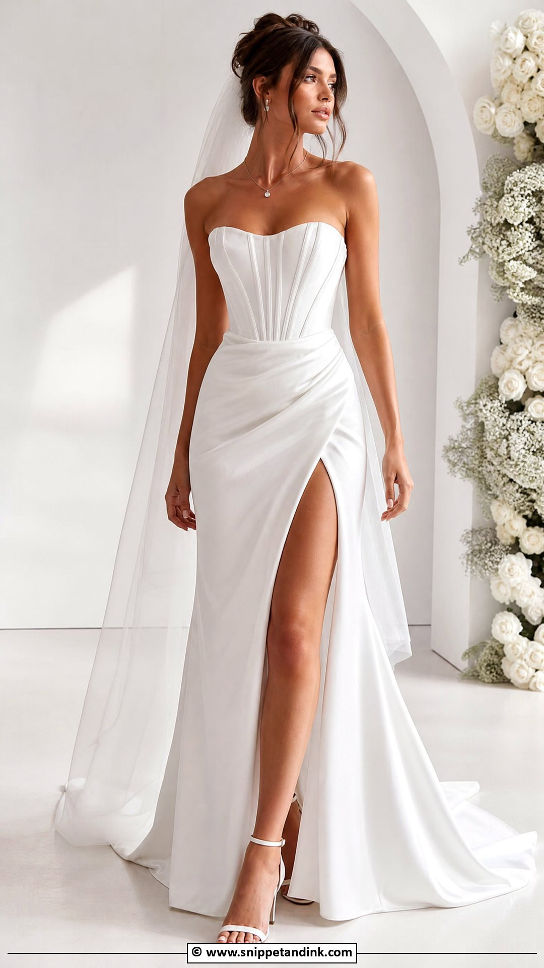 Corset Wedding Dress With High Slit - Snippet and Ink - 35 Corset Wedding Dress Ideas