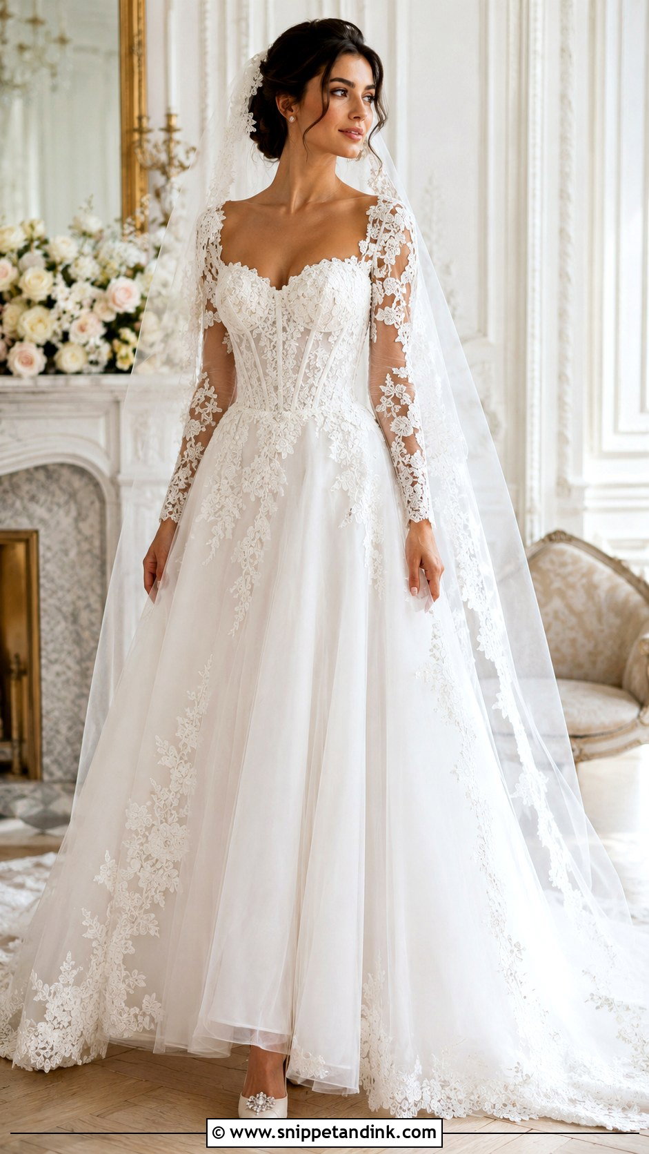 Corset Wedding Dress With Lace Applique Sleeves - Snippet and Ink - 25 Corset Wedding Dress with Sleeves